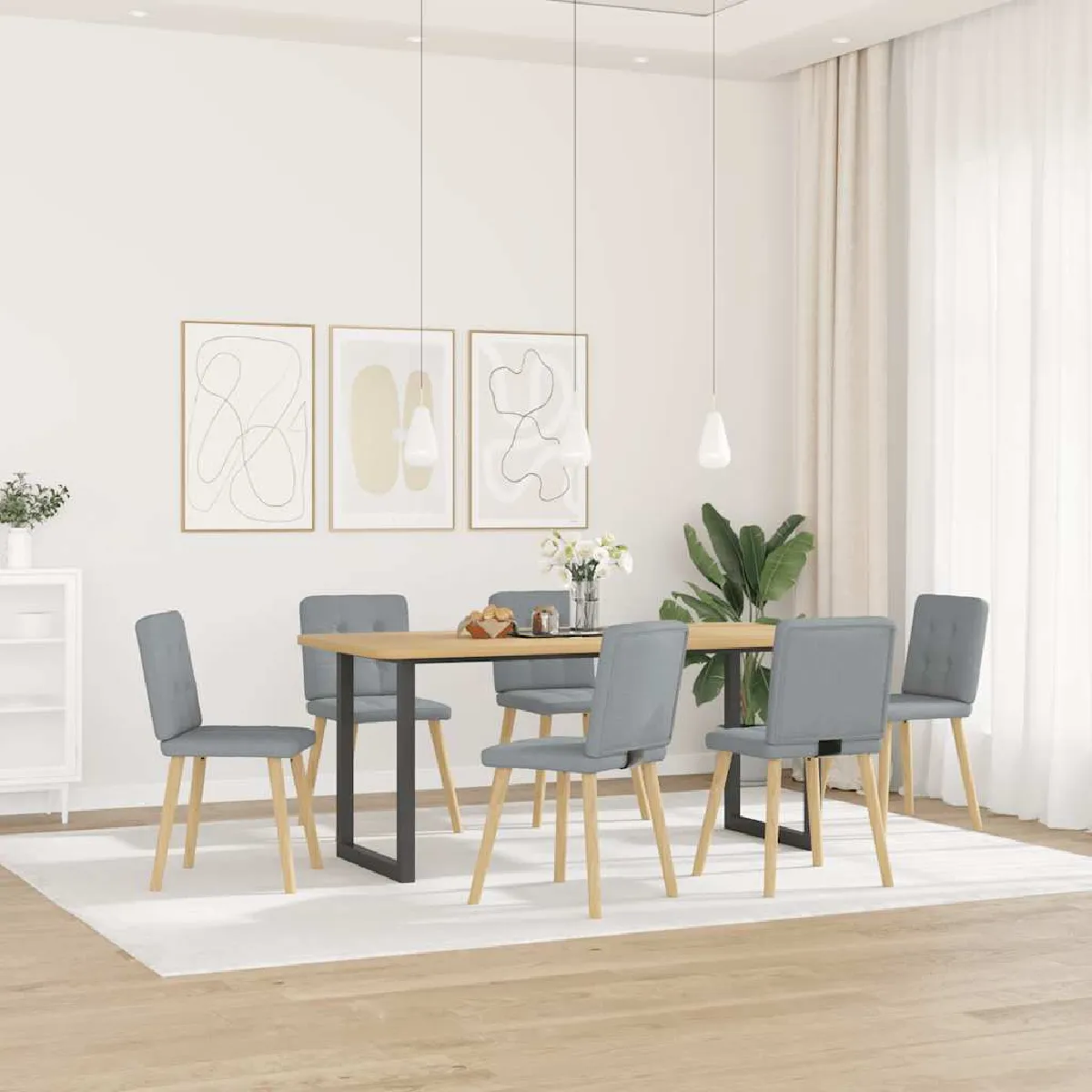 Vidaxl Gris/Clair Chaises À Manger Lot De 6