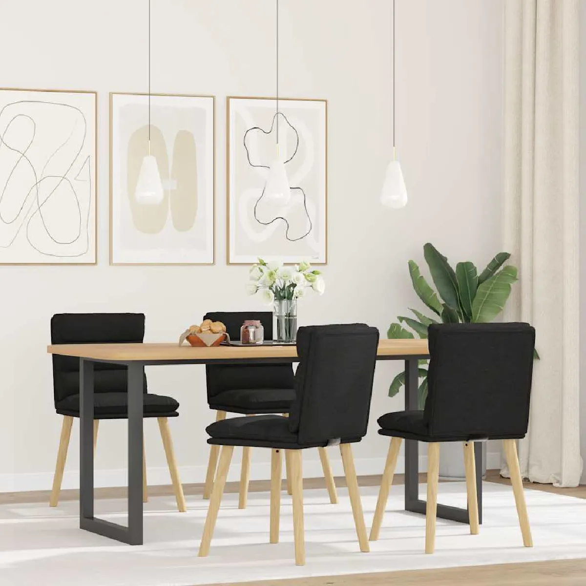 Vidaxl Noir Chaises À Manger Lot De 4