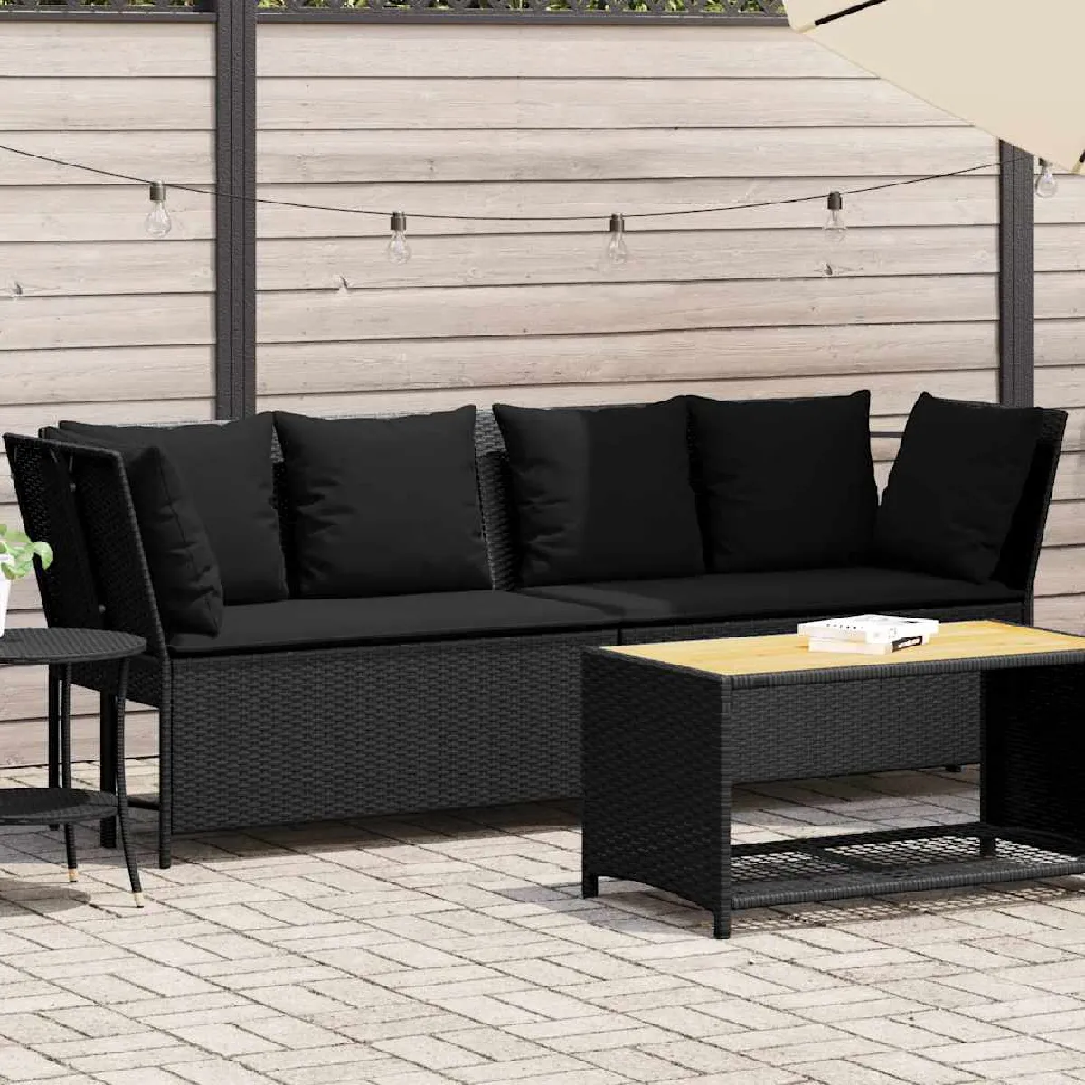 vidaXL Canapé de jardin avec coussins résine tressée - vue 6