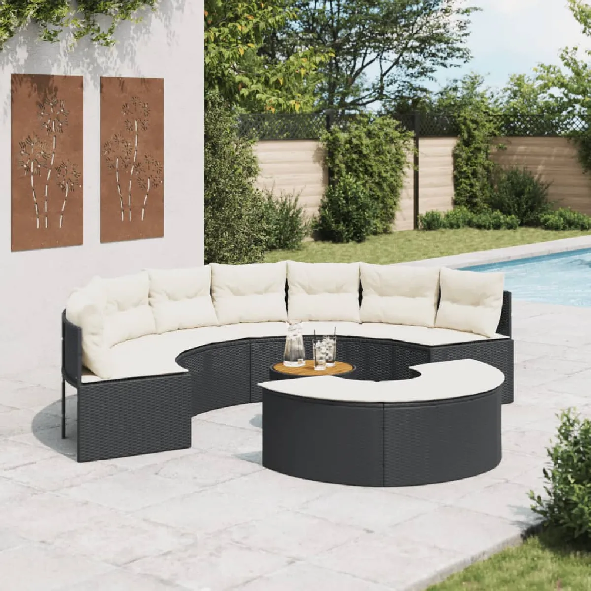 vidaXL Salon de jardin 3 pcs résine tressée Demi rond - vue 2