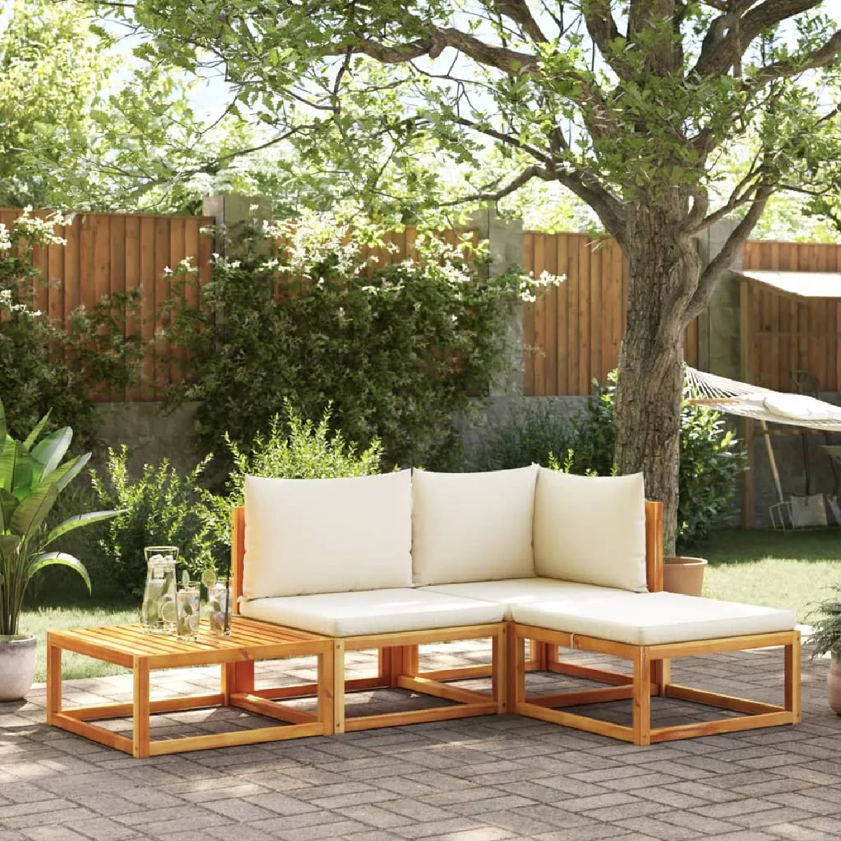 vidaXL Salon de jardin 4 pcs Bois acacia - vue 2
