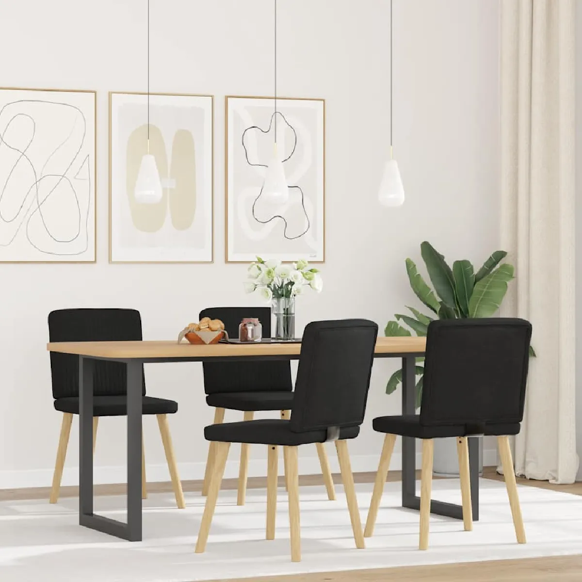 Non Communiqué Noir Lot De 4 Chaise Vidaxl H. 86 Cm Empilable Non Pliable En Plastique Interieur - Image 3