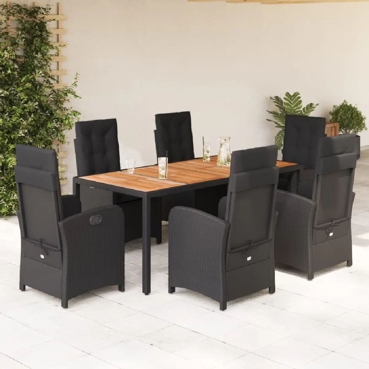 vidaXL Ensemble à manger de jardin coussins 7pcs Résine tressée - vue 4