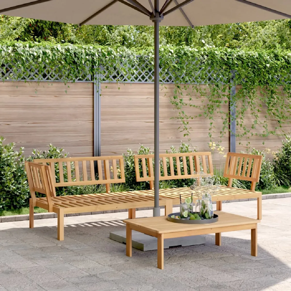 VidaXL Canapés d'angle de jardin 2 pièces - Bois d'acacia
