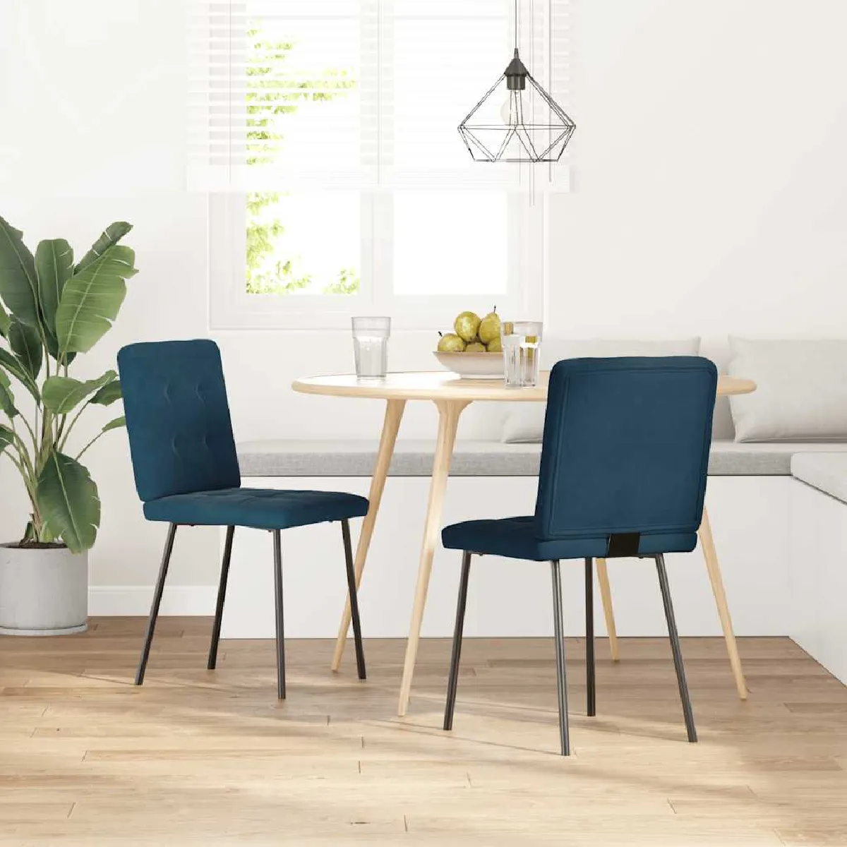 Vidaxl Bleu Chaises À Manger - Lot De 2 - Velours