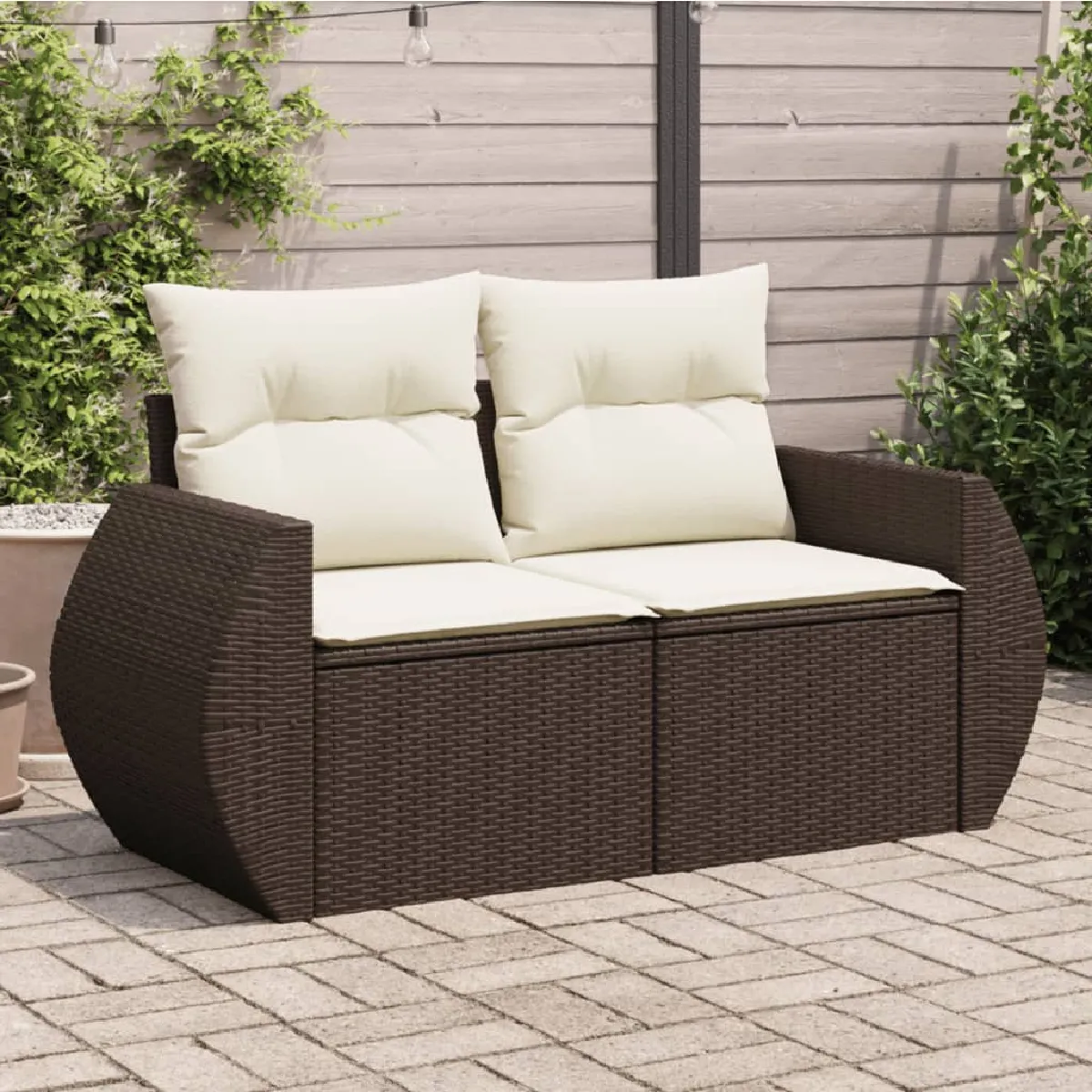 VidaXL - Canapé de jardin - 2 places - Marron - Image 2