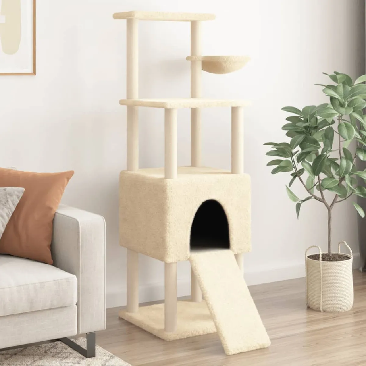 vidaXL Arbre à chat 153 cm Crème - vue 3