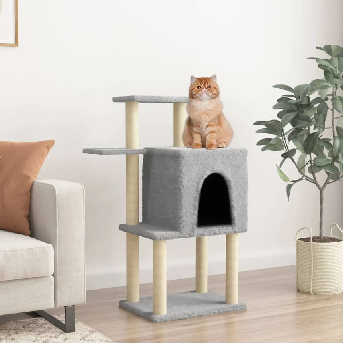 Vidaxl Arbre à chat avec griffoirs - Gris clair - 97 cm