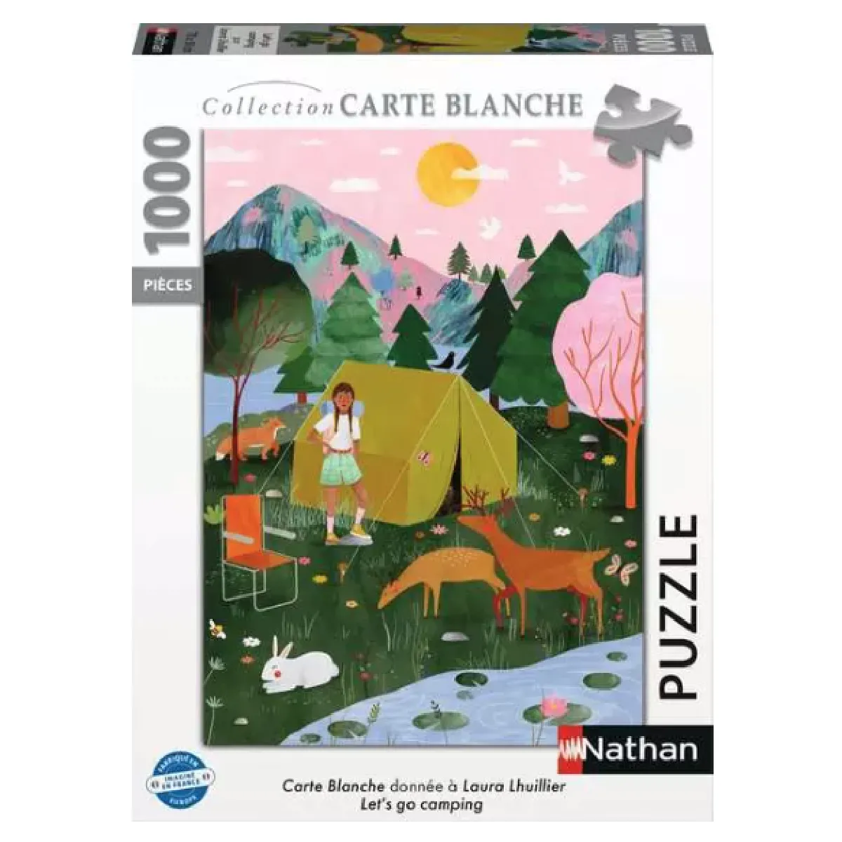 Puzzle 1000 pièces : Carte : Let' go camping Laura Lhuillier Ravensburger Nathan