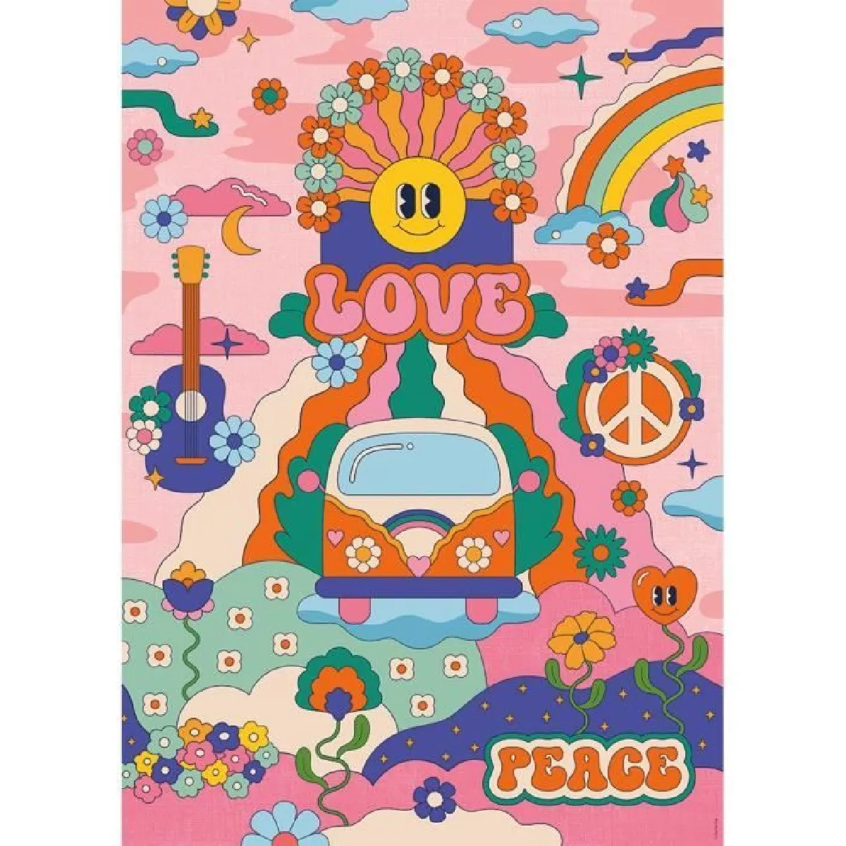 Puzzle 1000 pièces : Hippie style Cha cha Pop Ravensburger Nathan