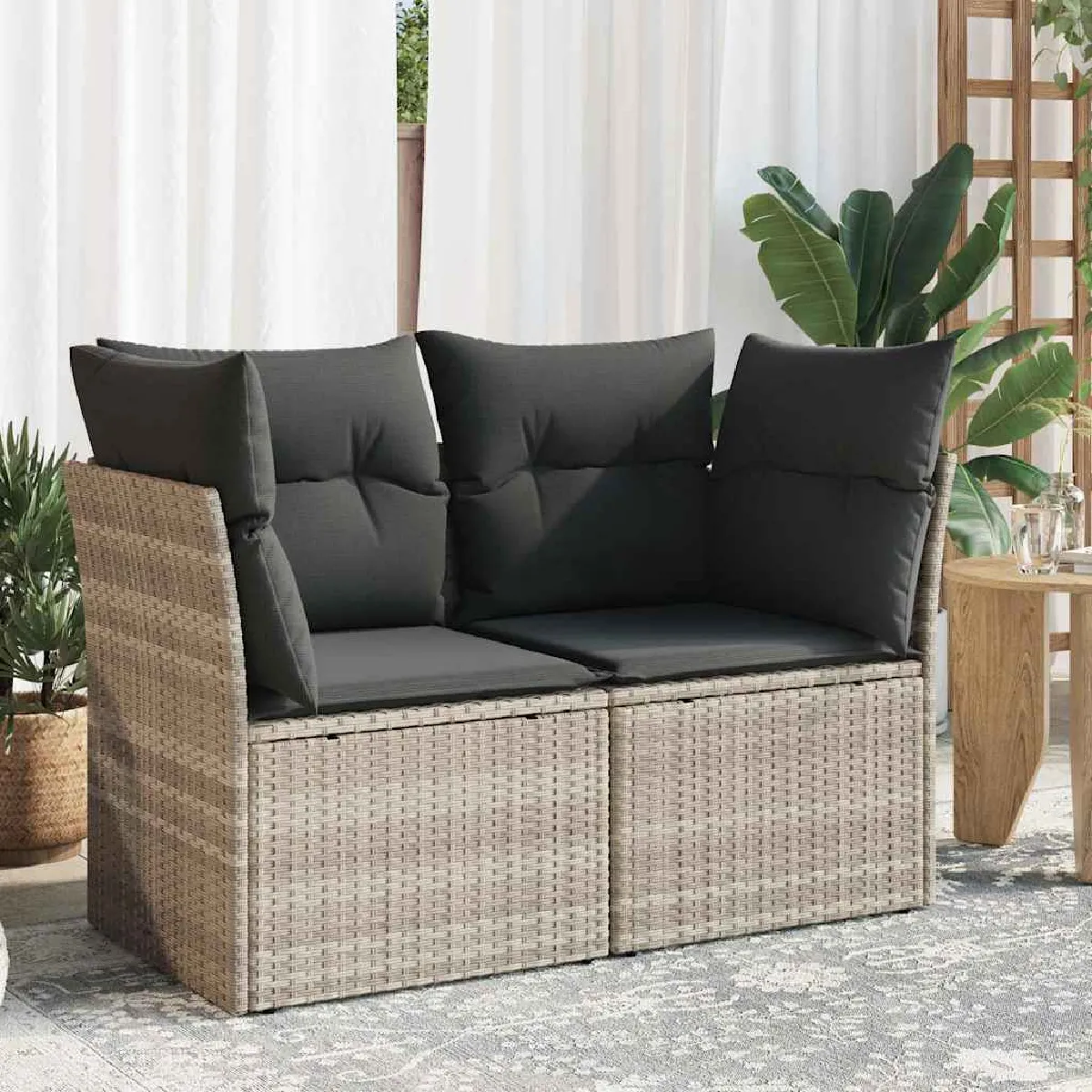 vidaXL Canapé de jardin 2 places avec coussins - vue 4