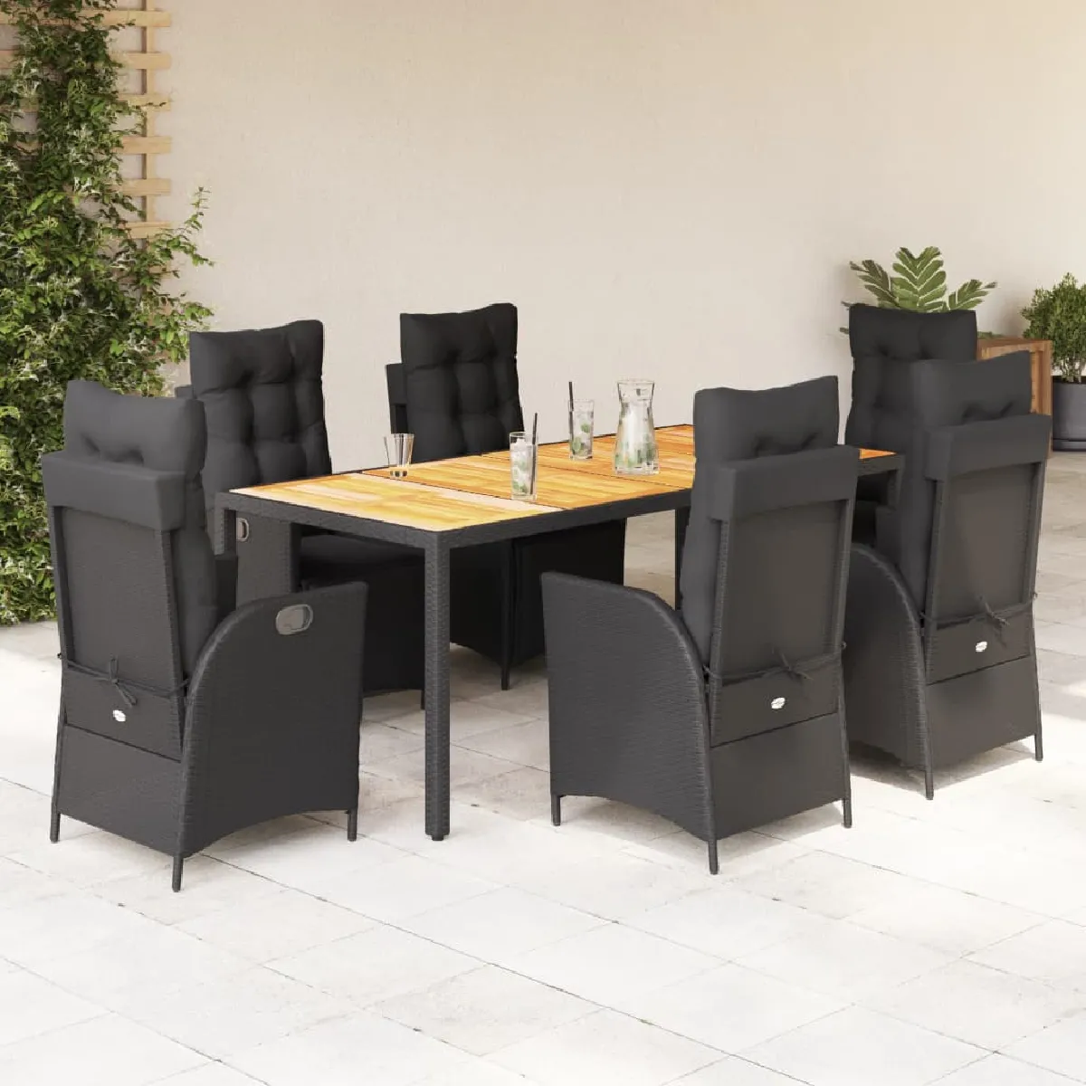 vidaXL Ensemble à manger de jardin et coussins 7 pcs rotin 3210728 - vue 5