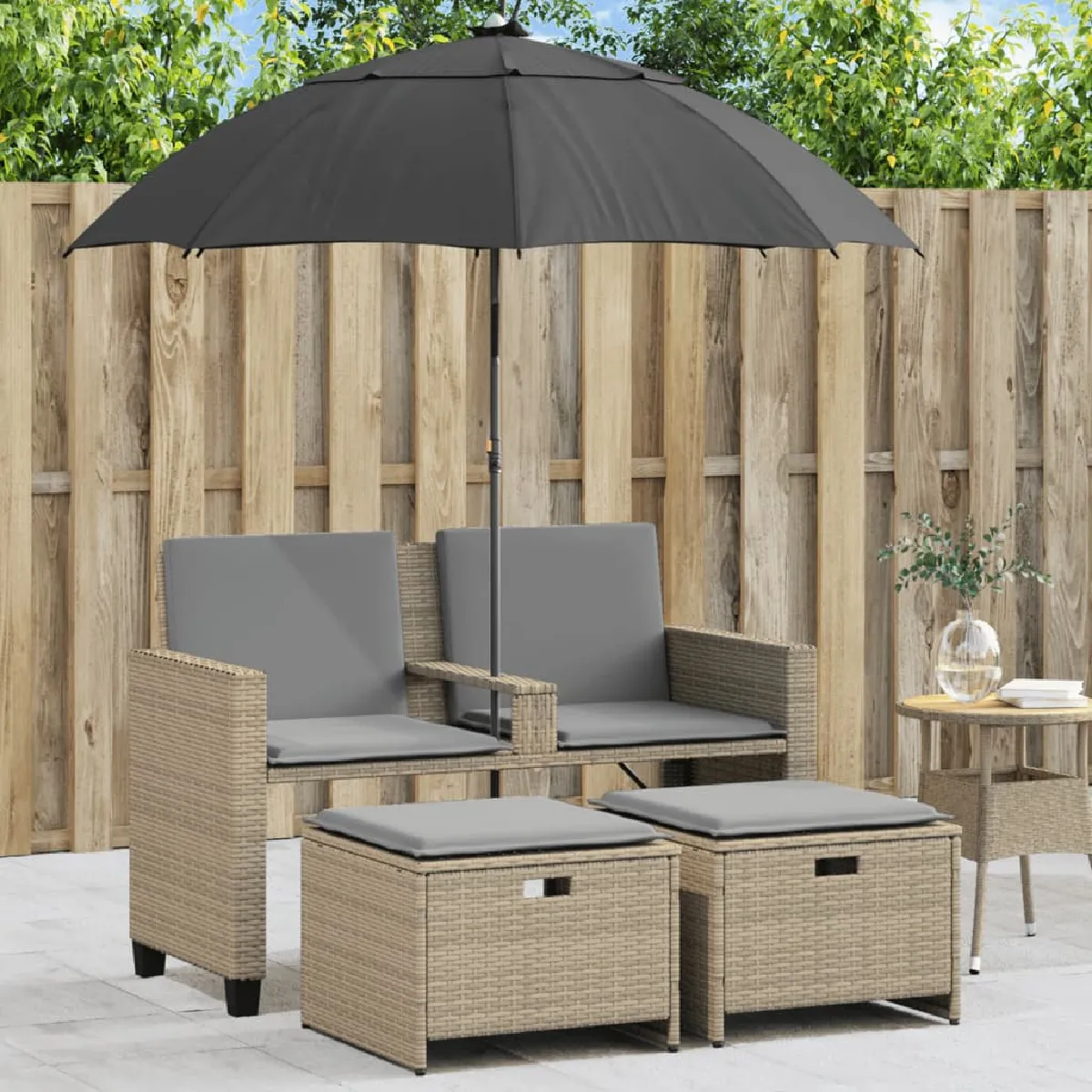 vidaXL Canapé de jardin avec Parasol