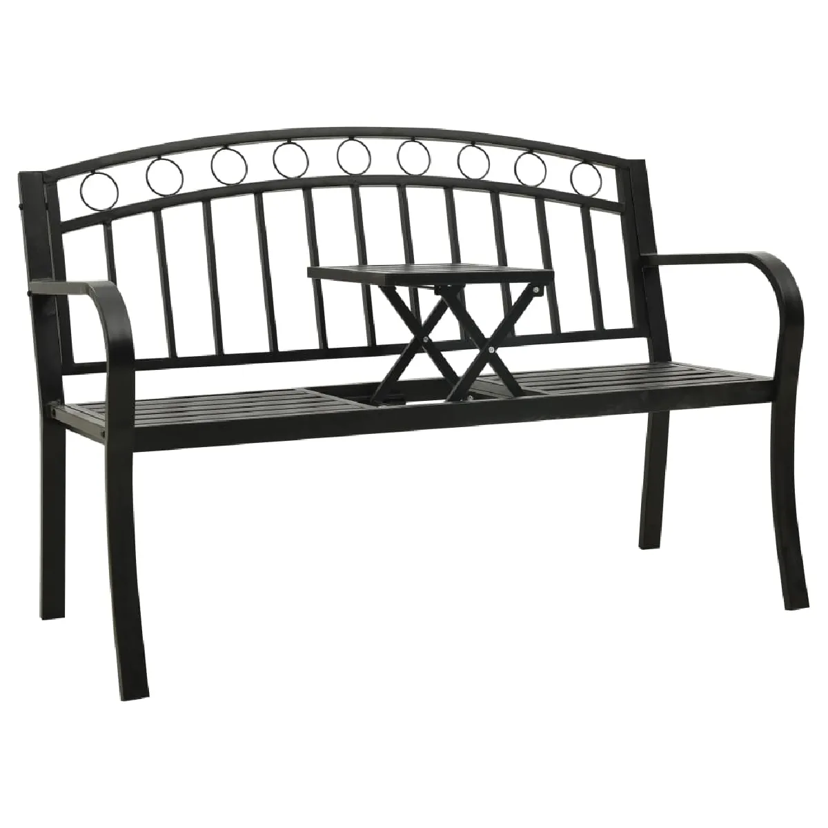 vidaXL Banc de jardin avec table 120 cm Acier 319584 - vue 2