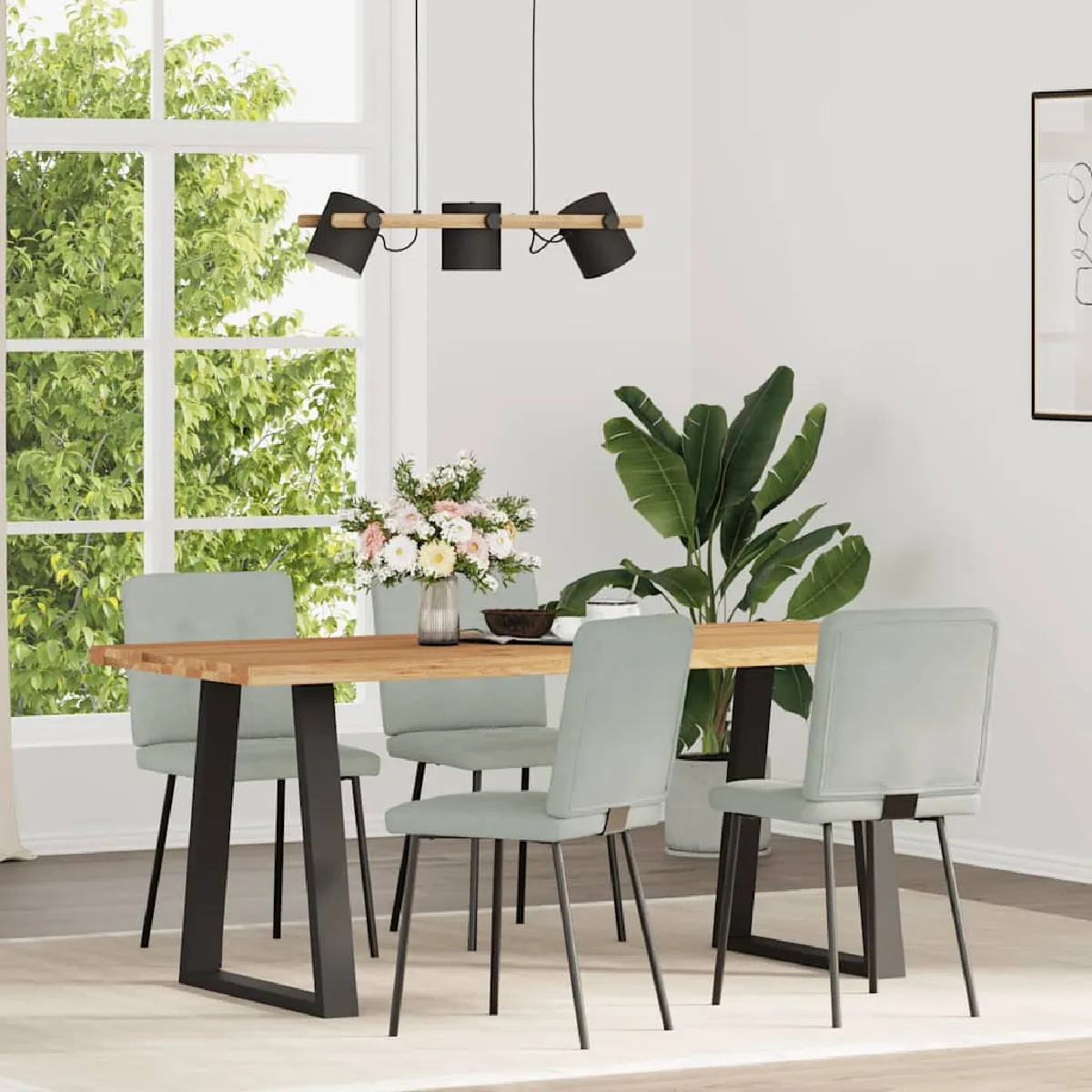 Vidaxl Gris/Clair Chaises À Manger - Lot De 4 - Velours