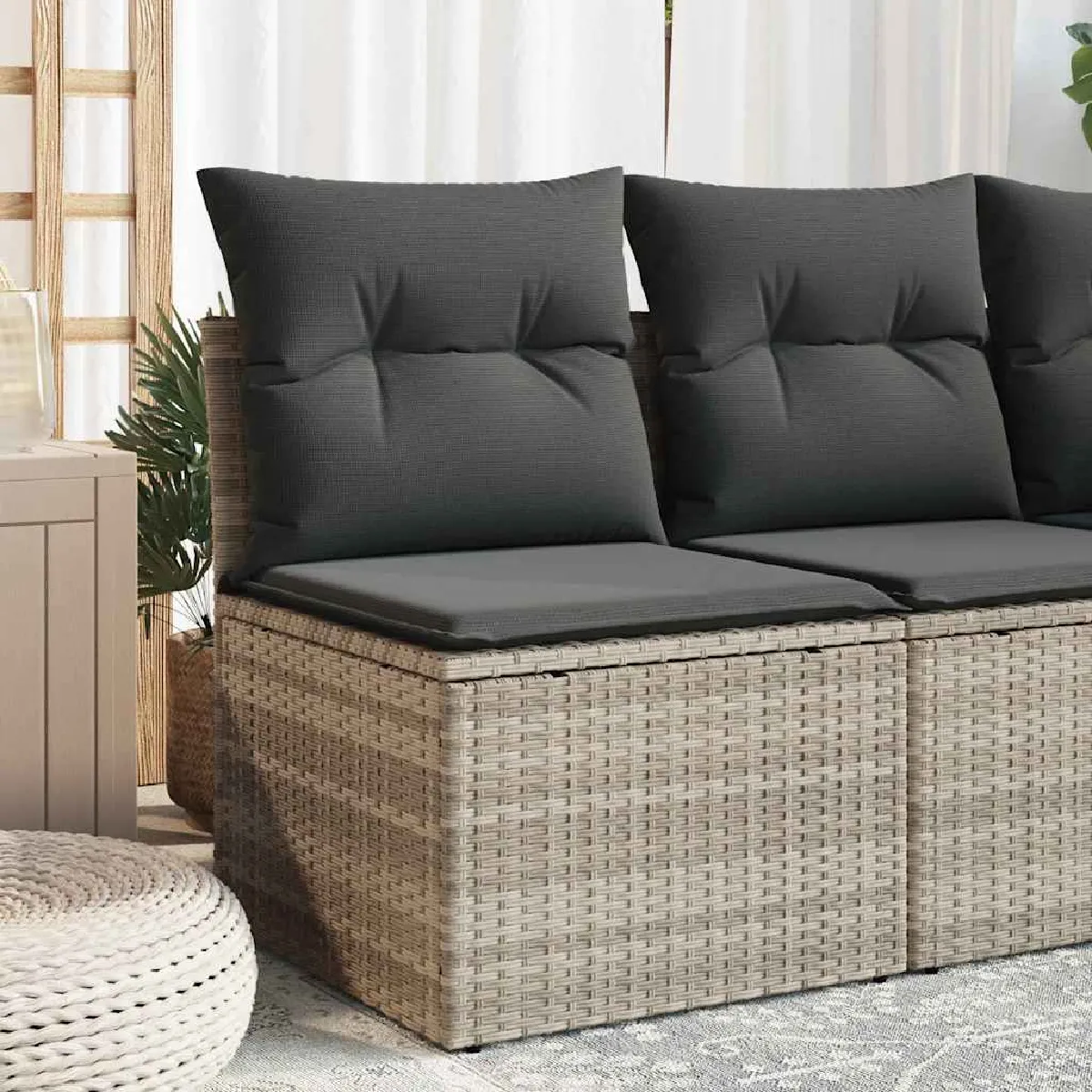 vidaXL Canapé de Jardin sans Accoudoirs Coussins Siège avec Housse Meuble de Terrasse Patio Balcon Extérieur 366174 - vue 2
