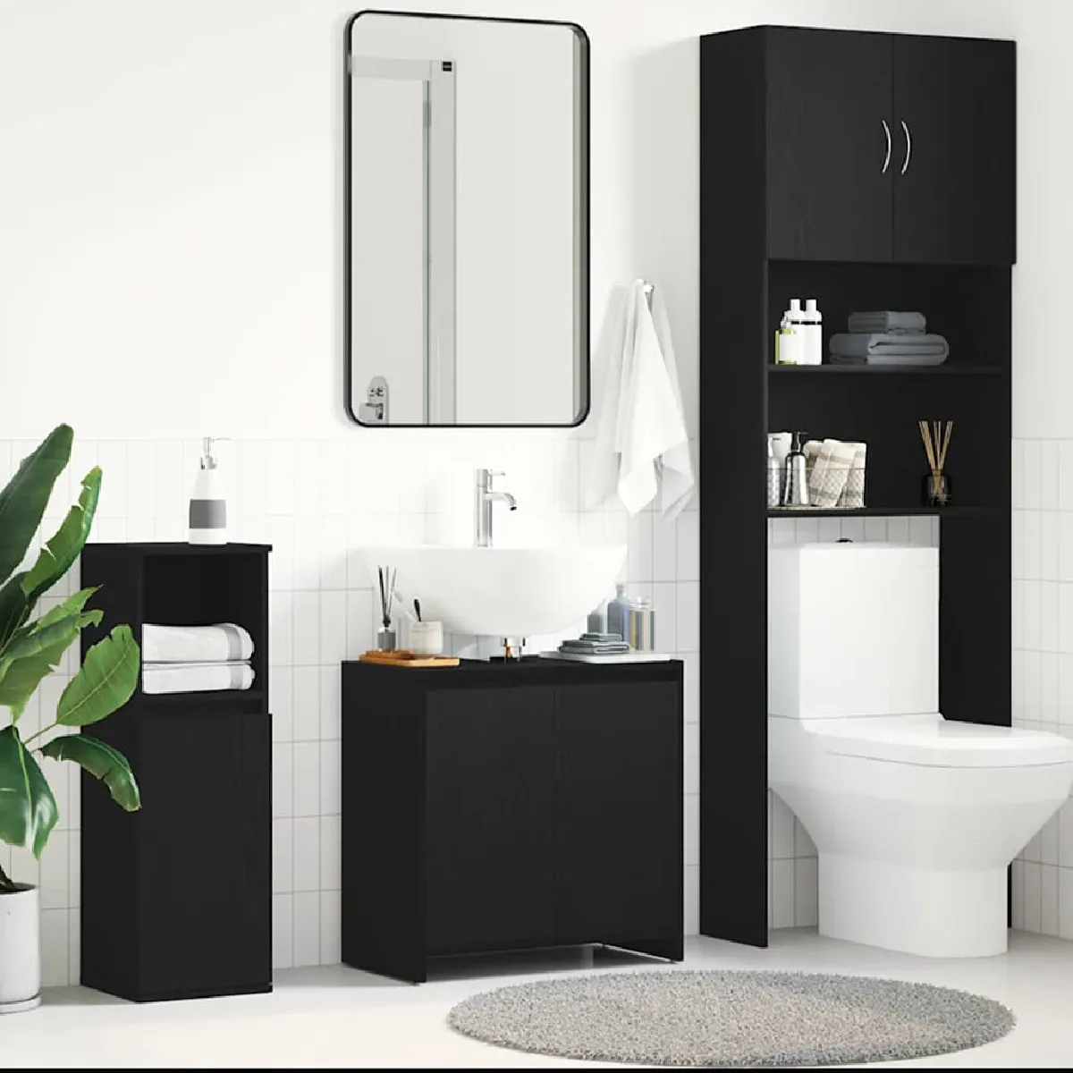 Vidaxl Armoire de bain chêne noir 60x33x60 cm bois d'ingénierie