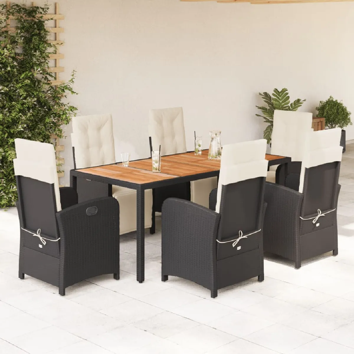 Vidaxl Ensemble Salle à Manger Jardin 7 pcs Résine Tressée