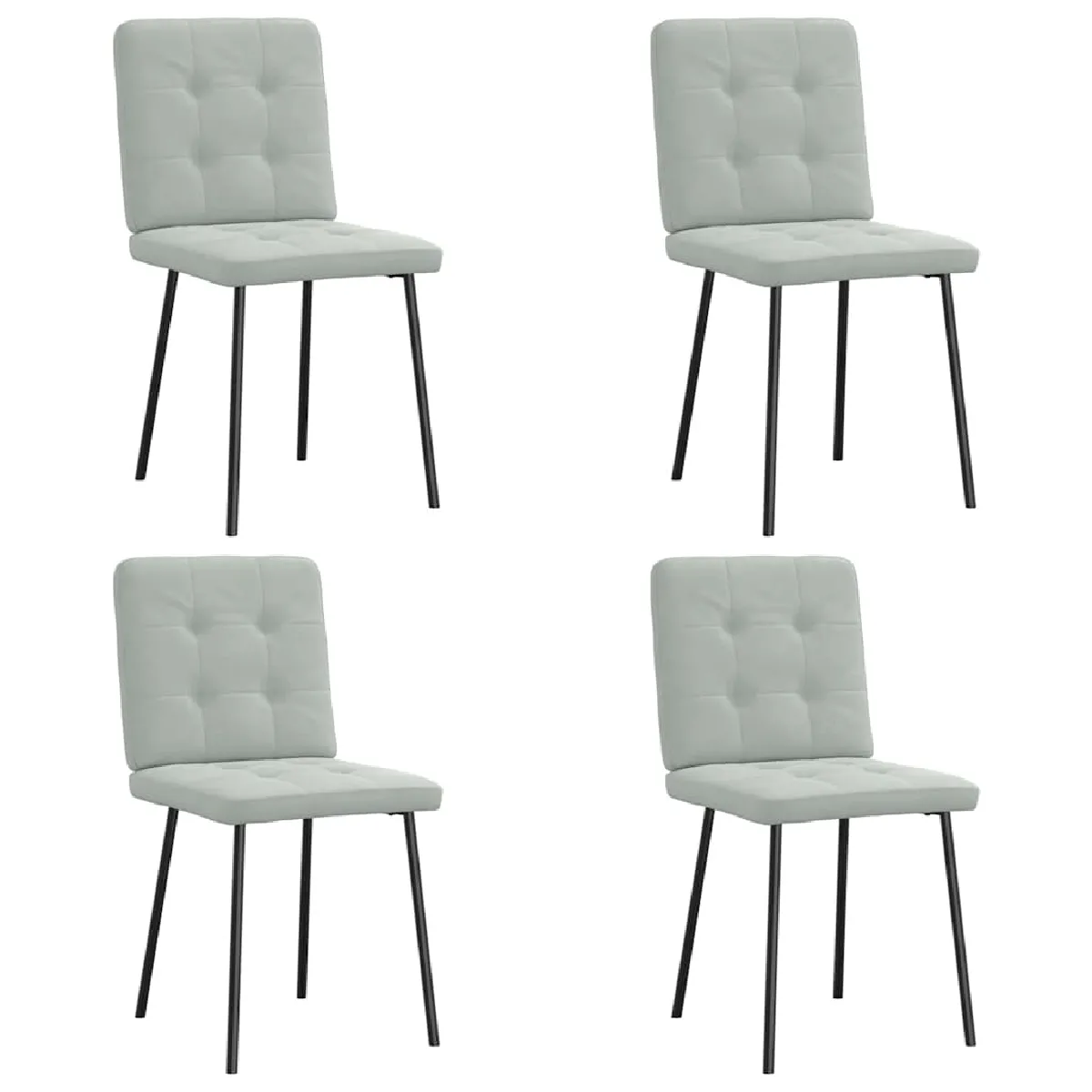 Vidaxl Gris/Clair Chaises À Manger - Lot De 4 - Velours