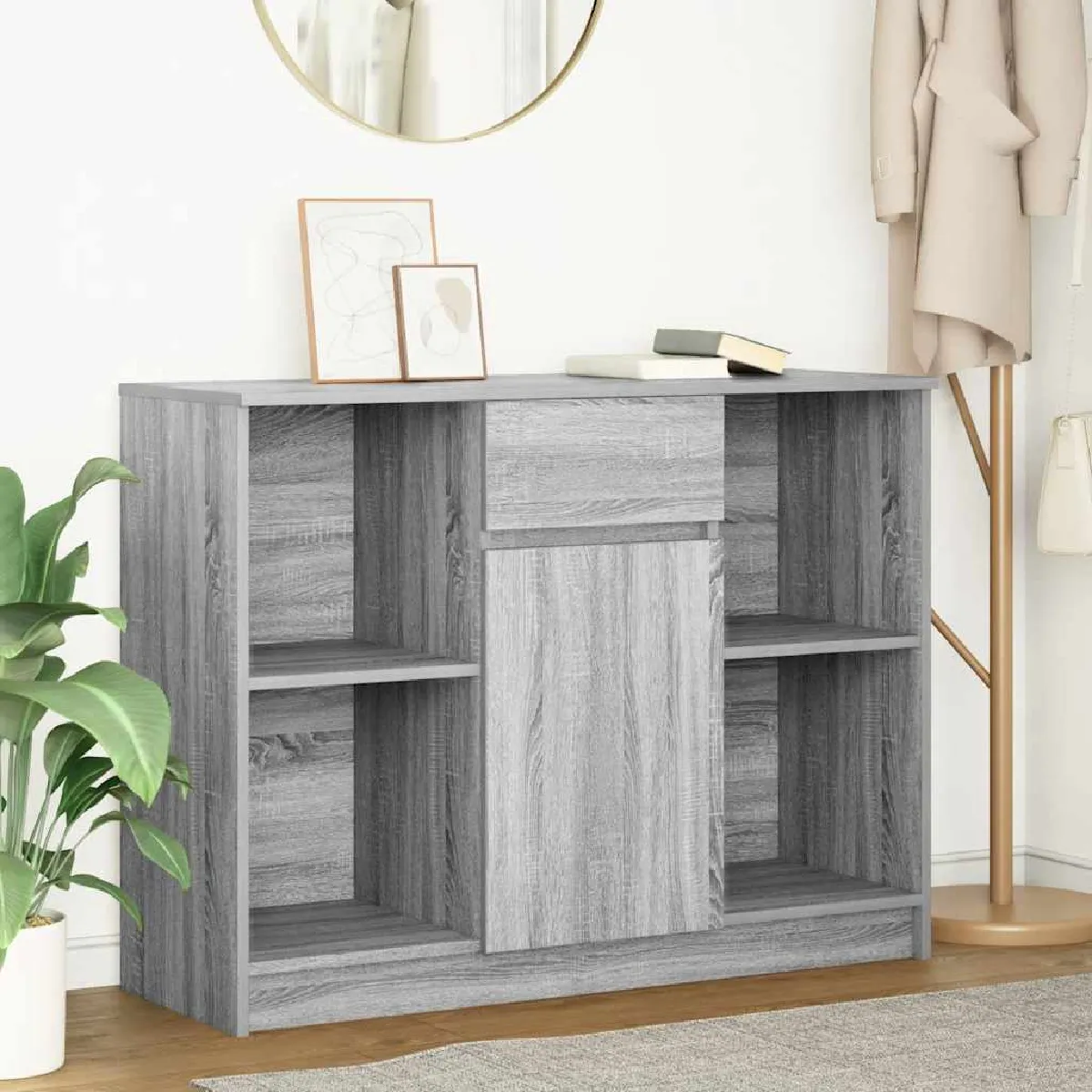 Non Communiqué Gris Buffet Avec Tiroir Sonoma 101X35x76 Cm Bois D Ingénierie - Image 3