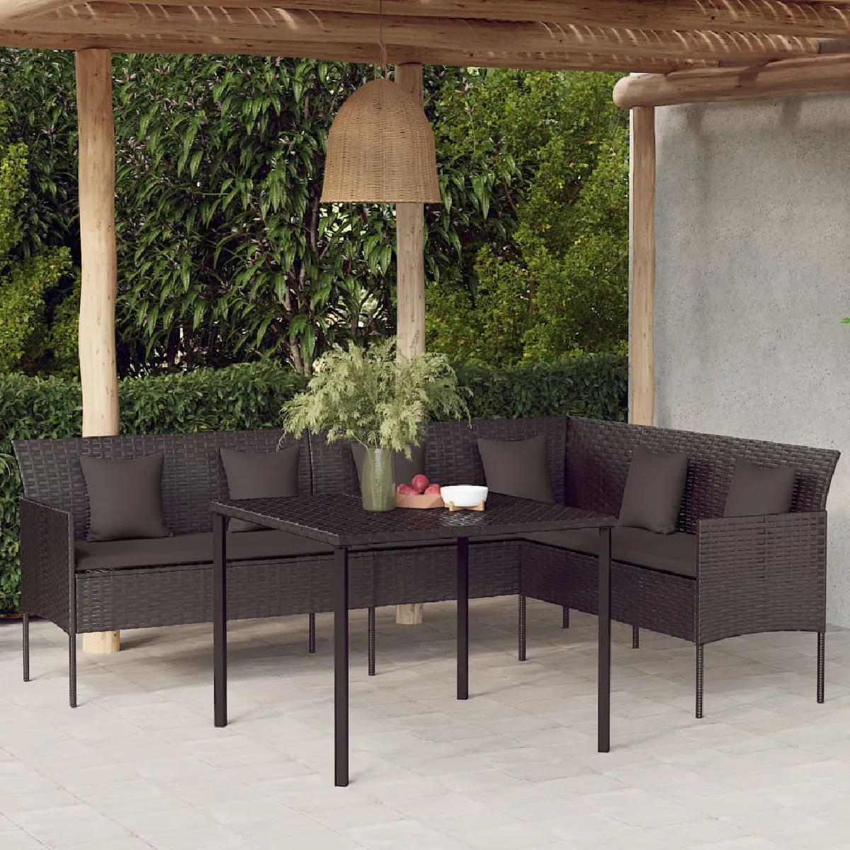 vidaXL Canapé de Jardin en Forme de Coussins Résine Tressée