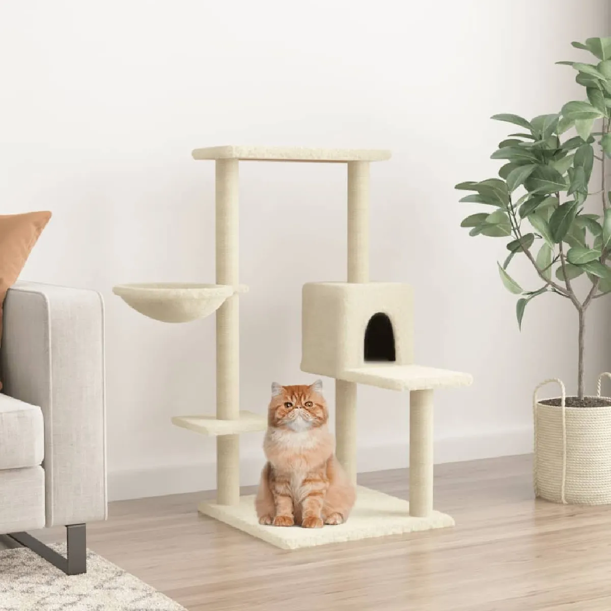 Vidaxl Arbre à chat avec griffoirs - Crème - 95 cm