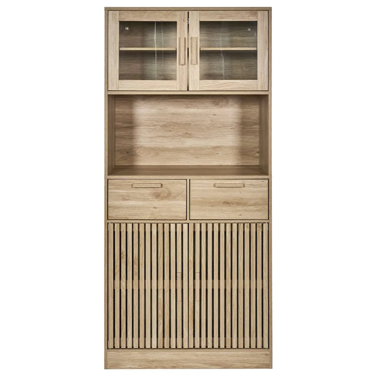 Buffet de cuisine 4 portes 2 tiroirs Saulk en bois - Marron