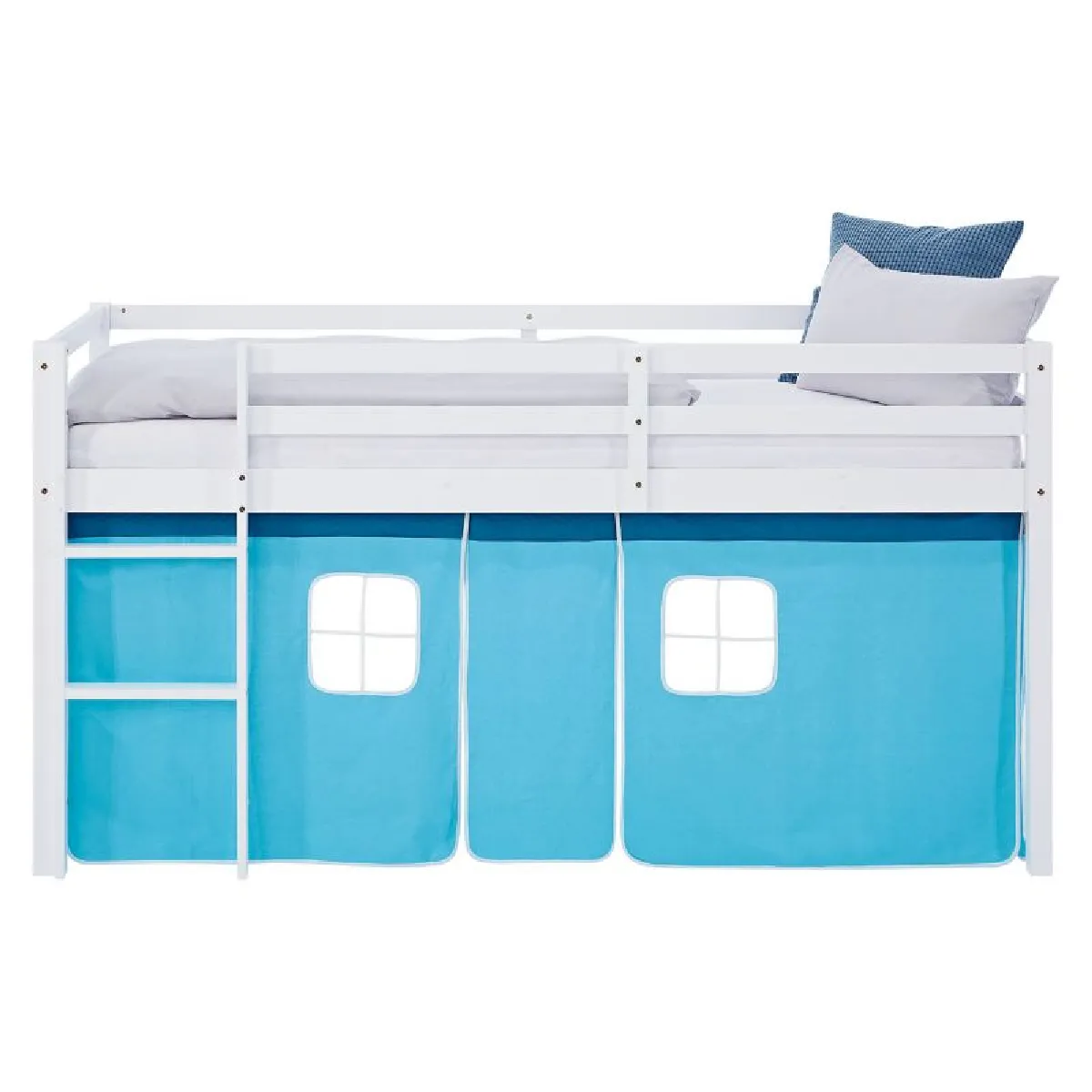 Homestyle4U Lit mi-hauteur 90x200 cm - Bleu