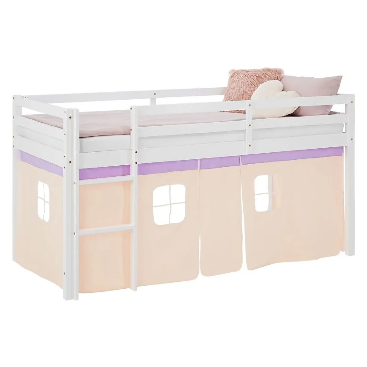 Homestyle4U Lit mi-hauteur 90x200 cm - Violet Pêche