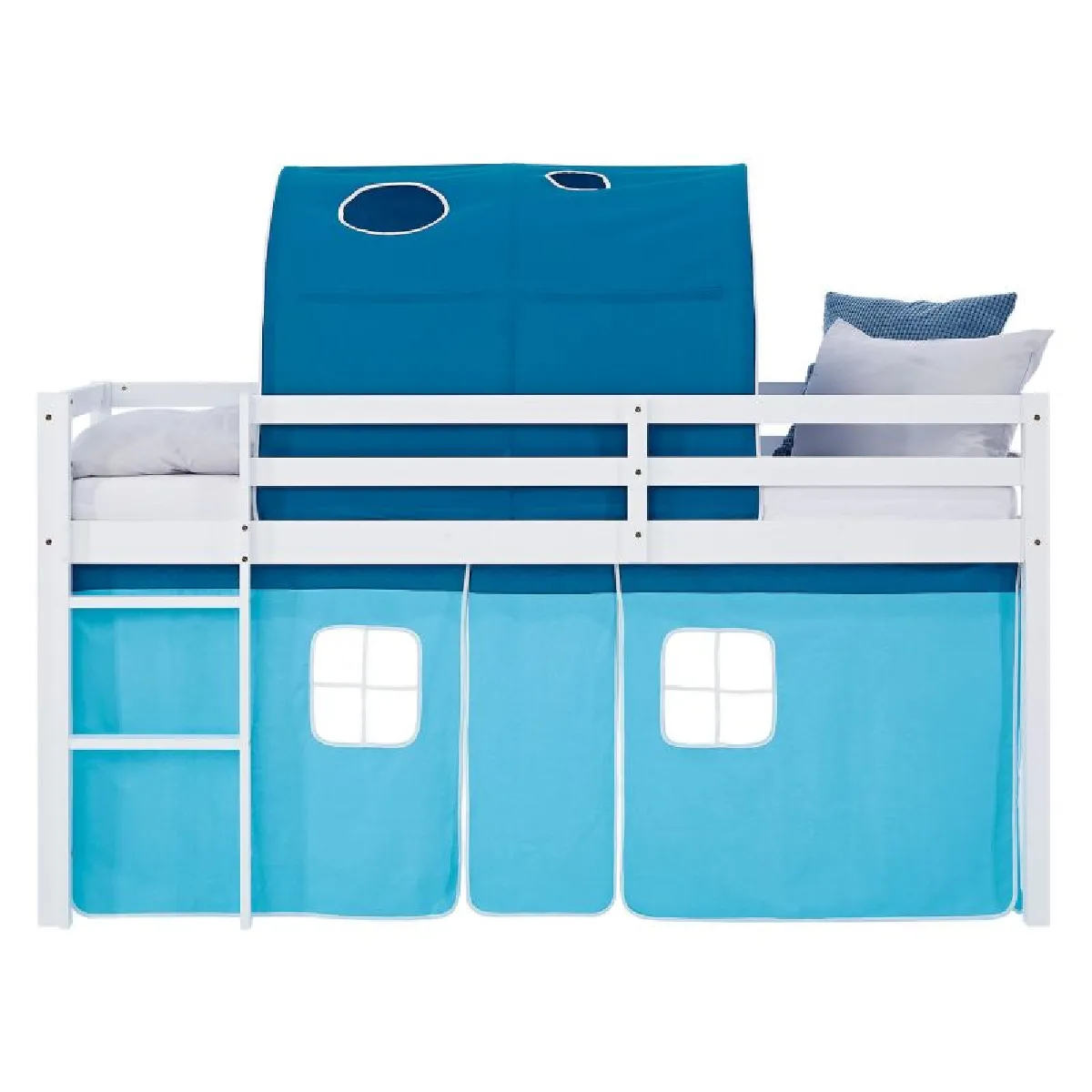 Homestyle4U Lit mi-hauteur 90x200 cm - Bleu