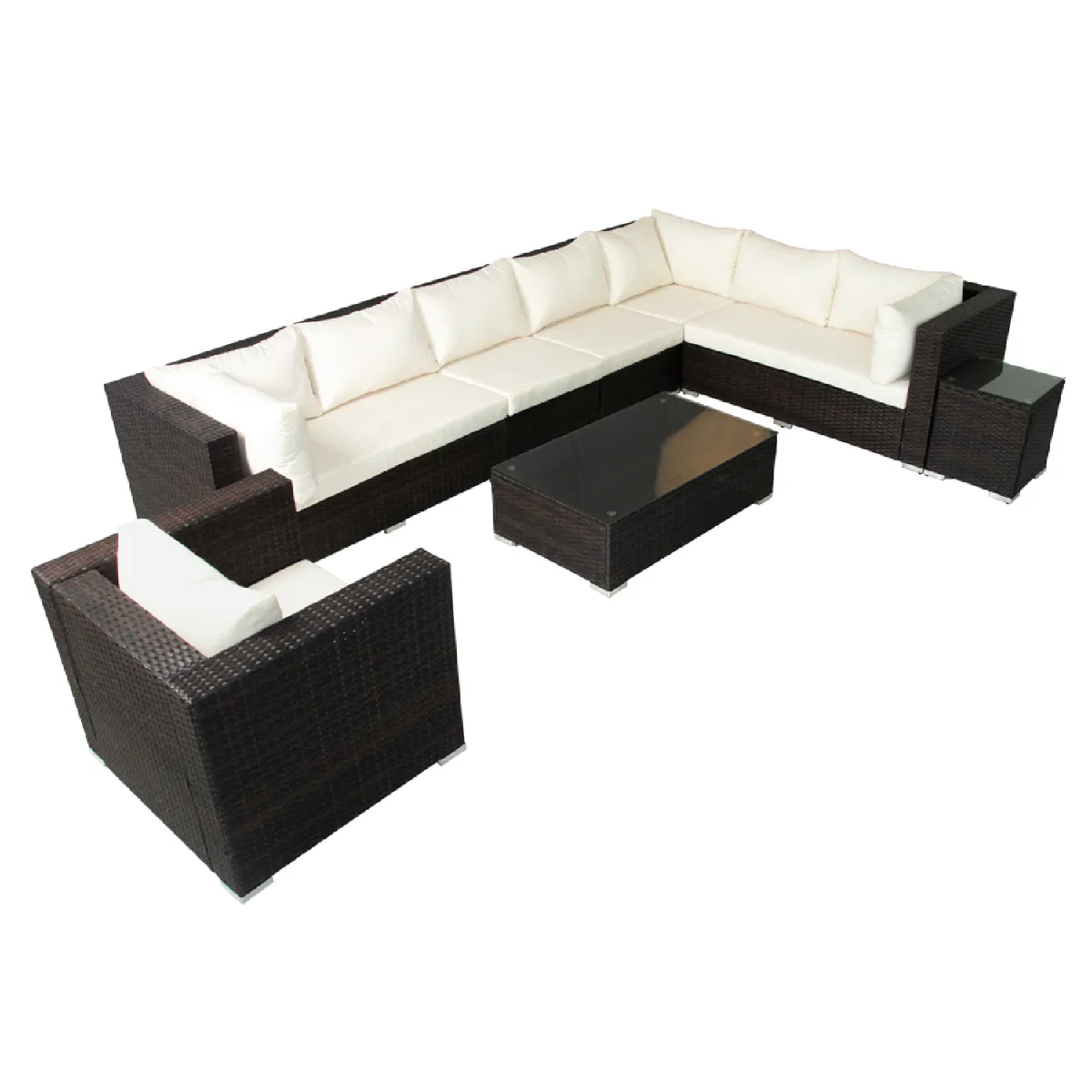 salon de jardin panoramique 8 places en résine tressée et SALENTO