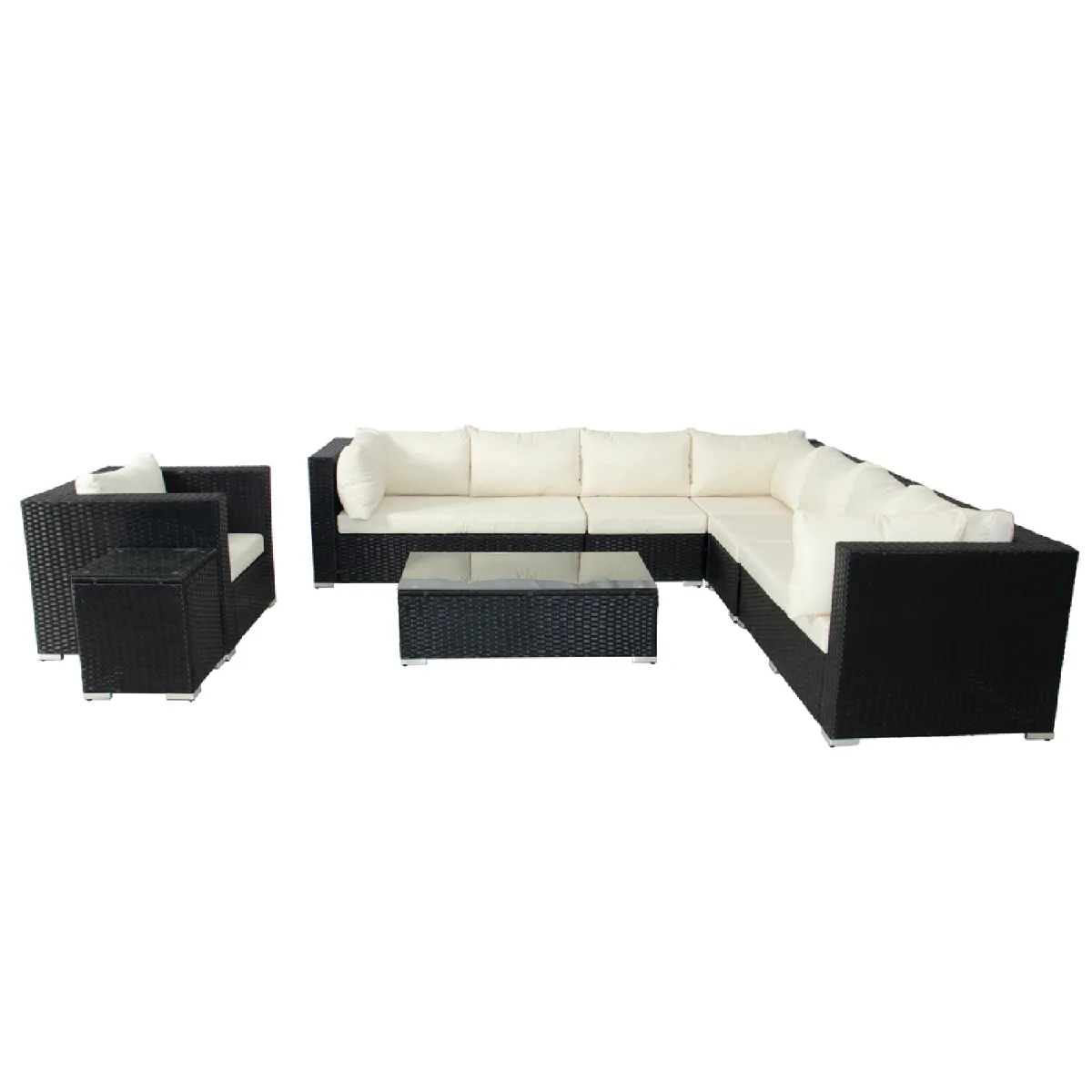 salon de jardin panoramique 8 places en résine tressée et SALENTO - vue 2