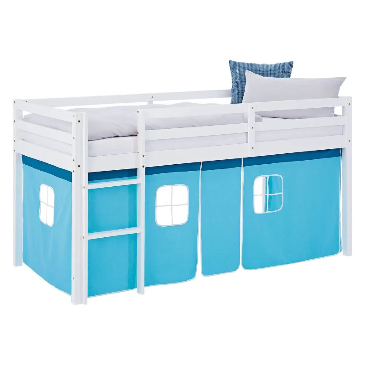 Homestyle4U Lit mi-hauteur 90x200 cm - Bleu