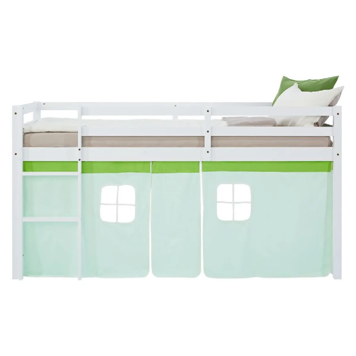 Homestyle4U Lit mi-hauteur 90x200 cm - Vert