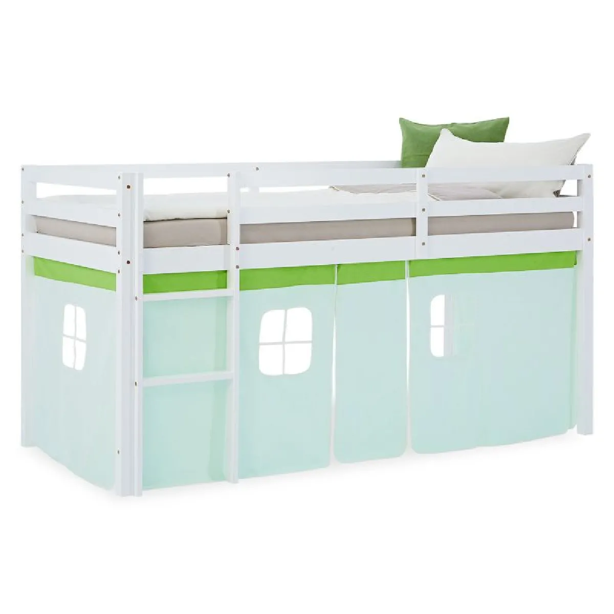 Homestyle4U Lit mi-hauteur 90x200 cm - Vert