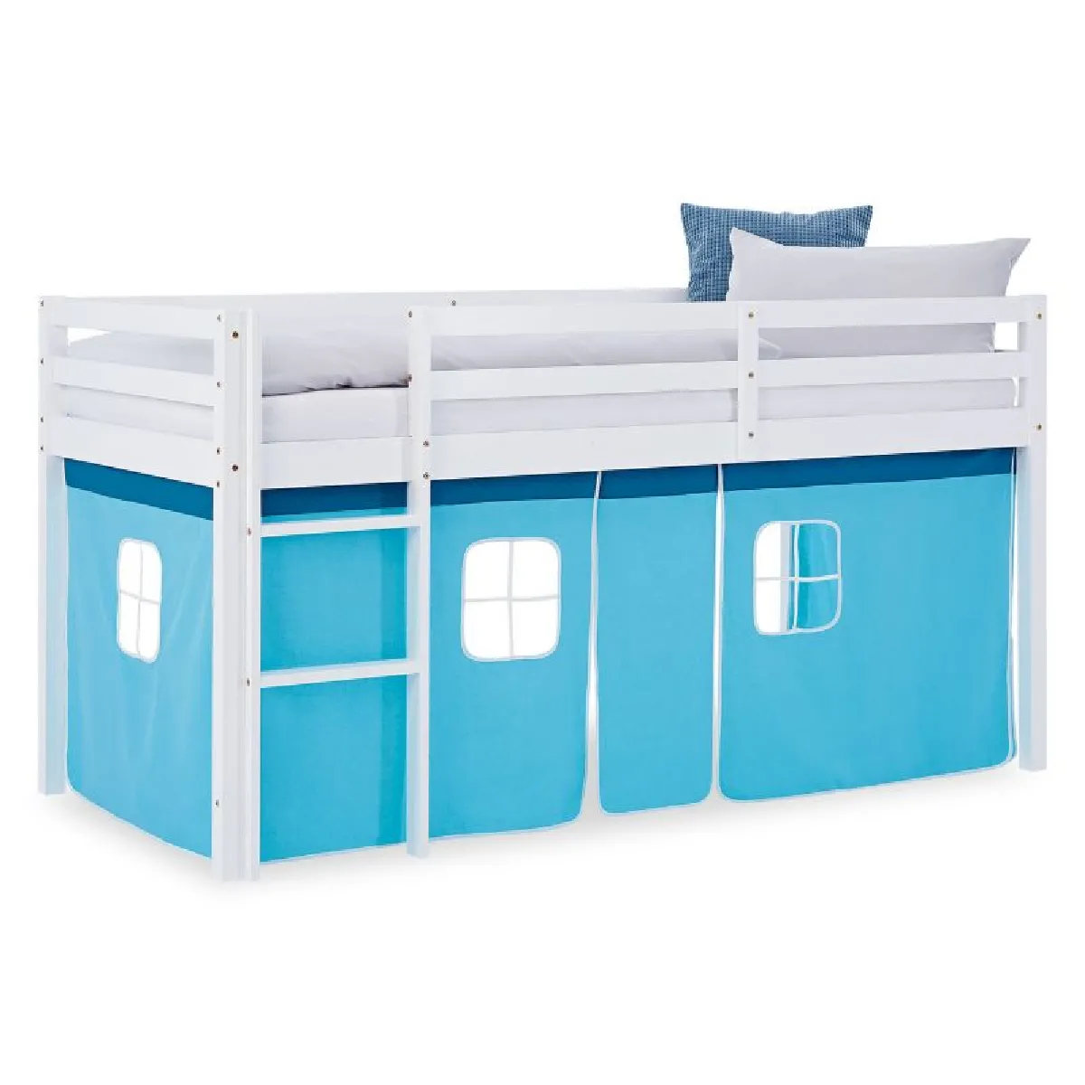 Homestyle4U Lit mi-hauteur 90x200 cm - Bleu