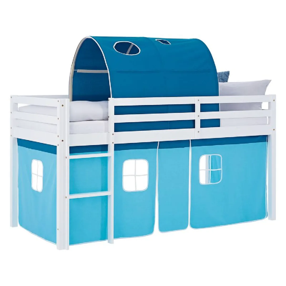 Homestyle4U Lit mi-hauteur 90x200 cm - Bleu