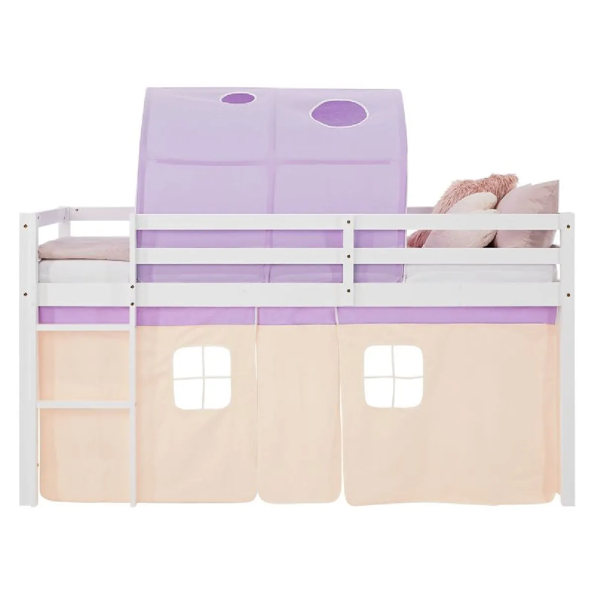 Homestyle4U Lit mi-hauteur 90x200 cm - Violet