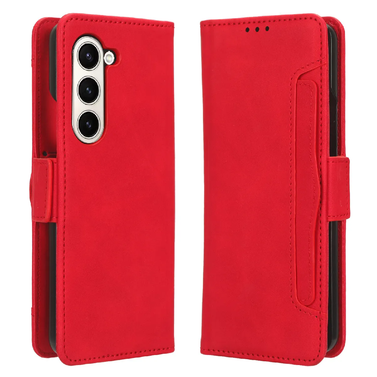 Générique Rouge Étui Portefeuille Porte-Cartes À Fermeture Magnétique Samsung Galaxy Z Fold 5 5G
