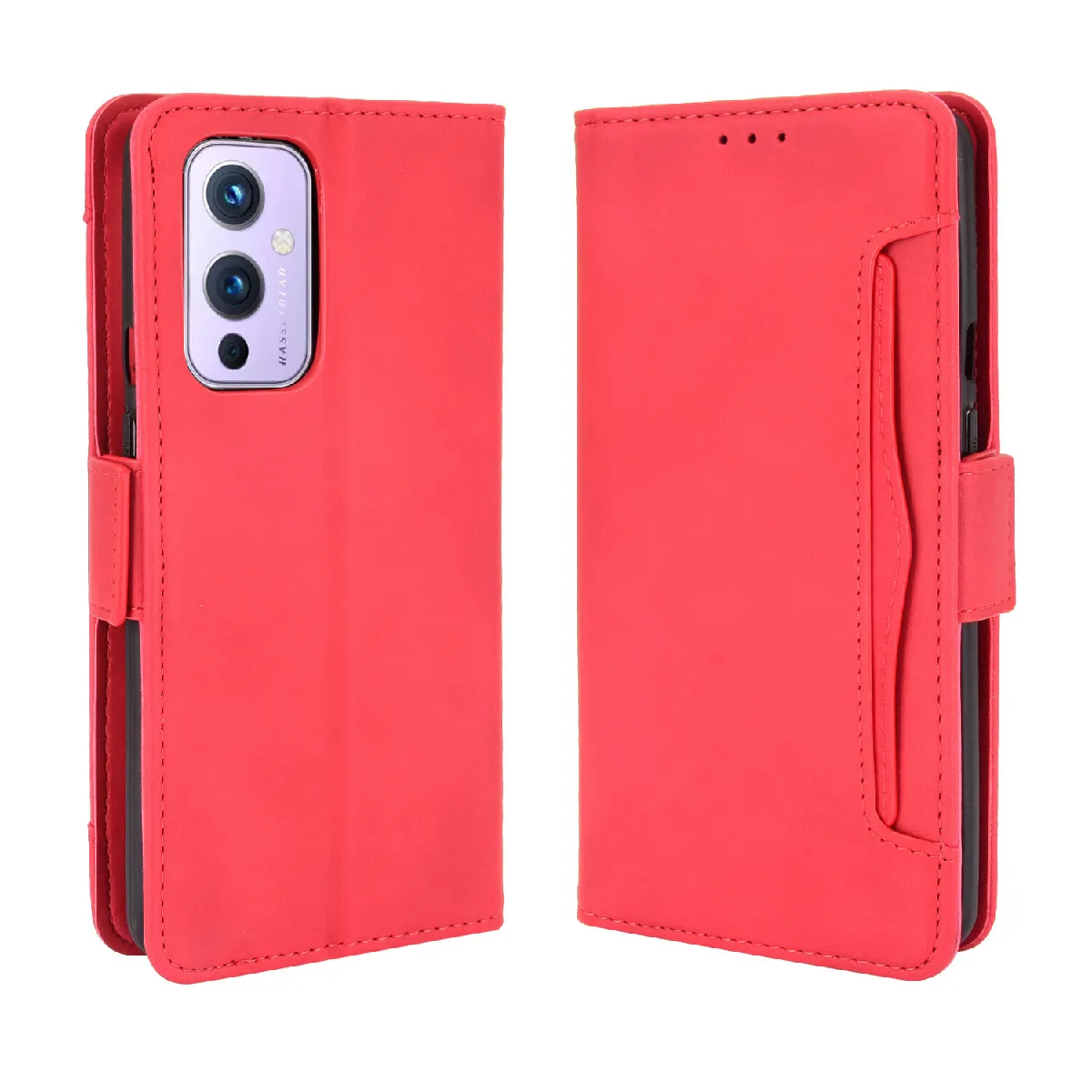 Générique Rouge Étui Portefeuille En Similicuir À Porte-Cartes Oneplus 9 5G