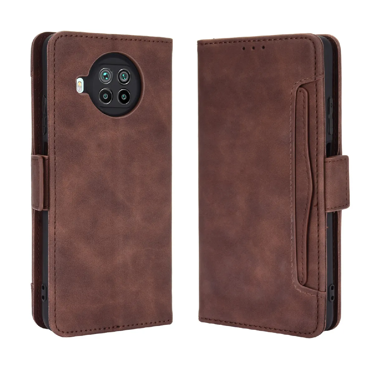 Générique Marron Étui Portefeuille À Fermeture Magnétique Xiaomi 10T Lite 5G
