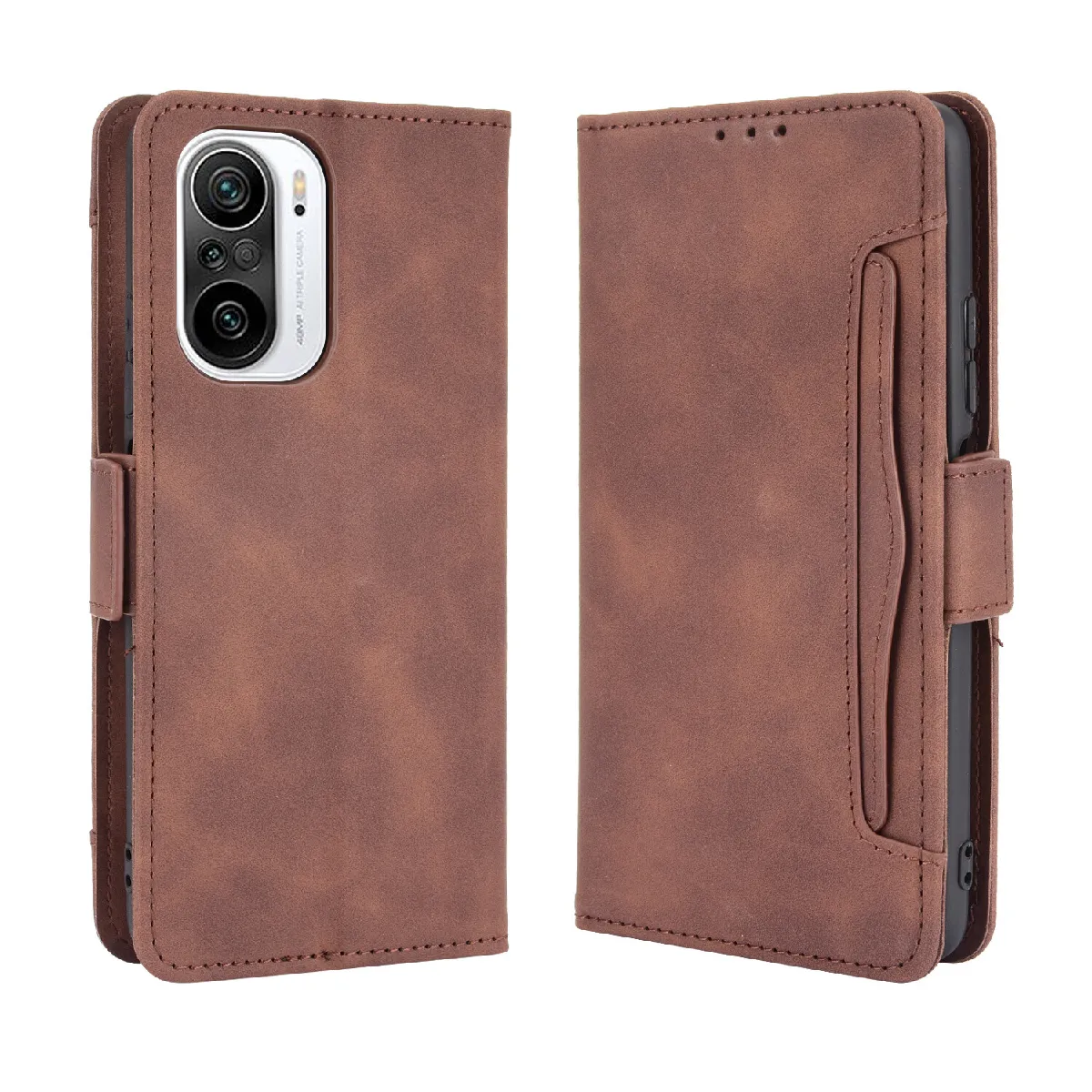 Générique Marron Étui Portefeuille Avec Porte-Cartes Et Fermeture Magnétique Xiaomi Poco F3