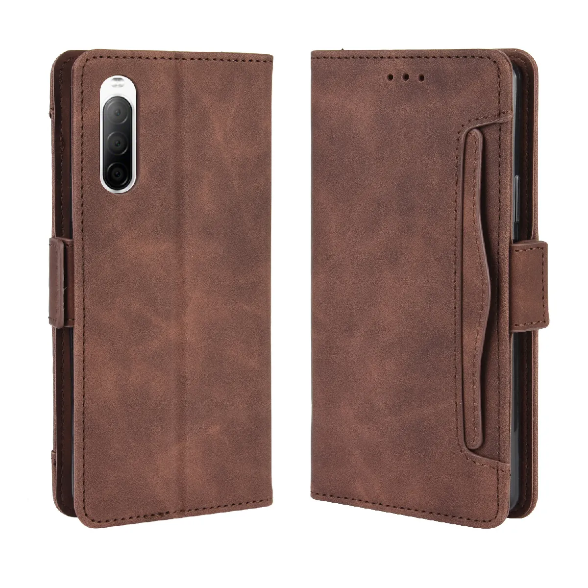 Générique Marron Étui Portefeuille En Similicuir Sony Xperia 10 Ii