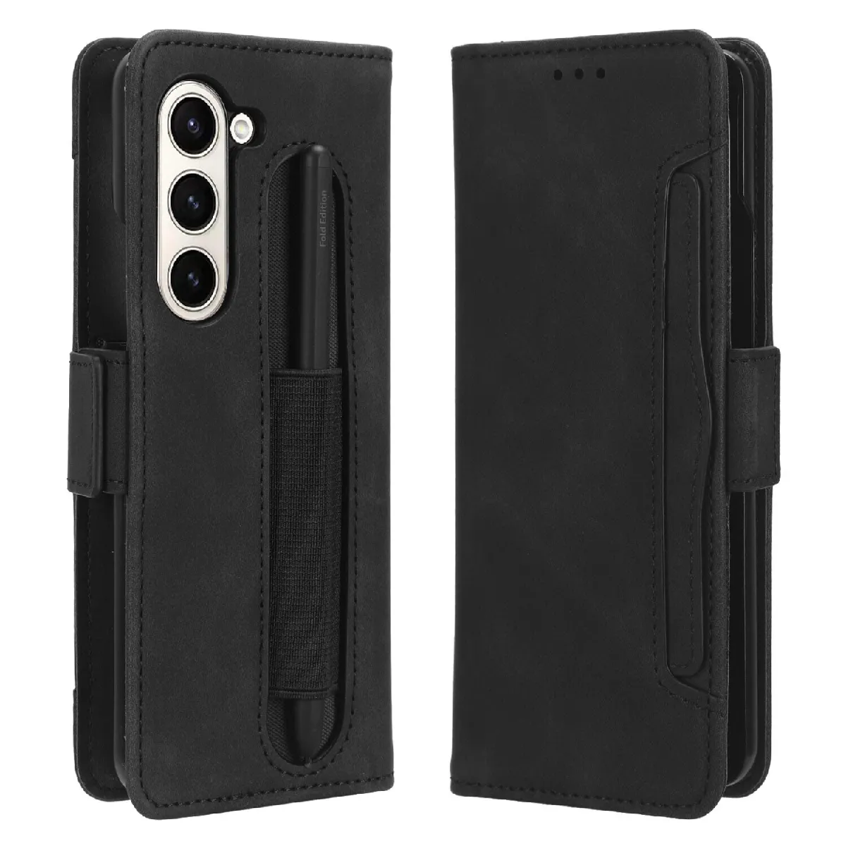Générique Noir Étui Portefeuille À Fermeture Magnétique Samsung Galaxy Z Fold 5