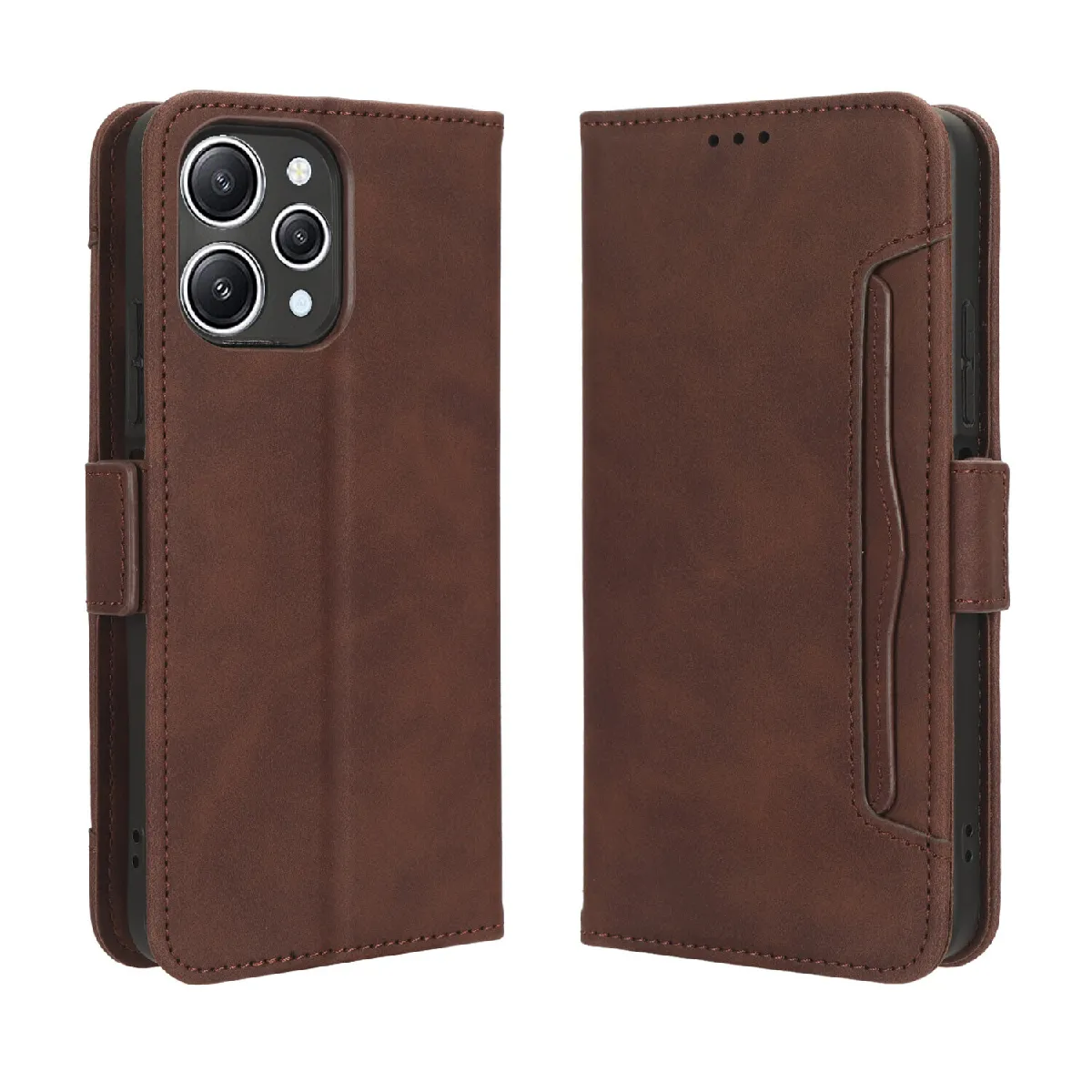 Générique Marron Étui Portefeuille Xiaomi Poco M6 Pro 5G