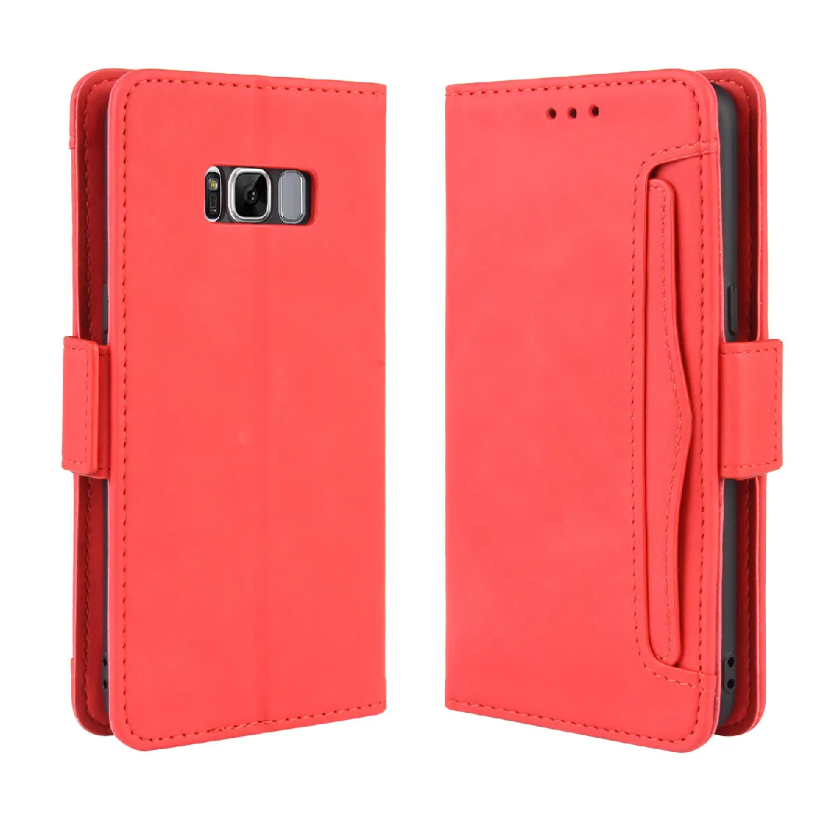 Générique Rouge Étui Portefeuille En Similicuir Samsung Galaxy S8 Plus