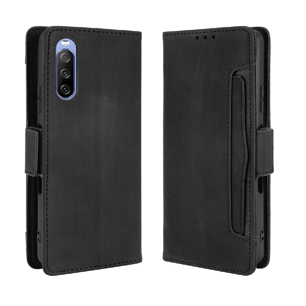 Générique Noir Étui Portefeuille En Similicuir Sony Xperia 10 Iii