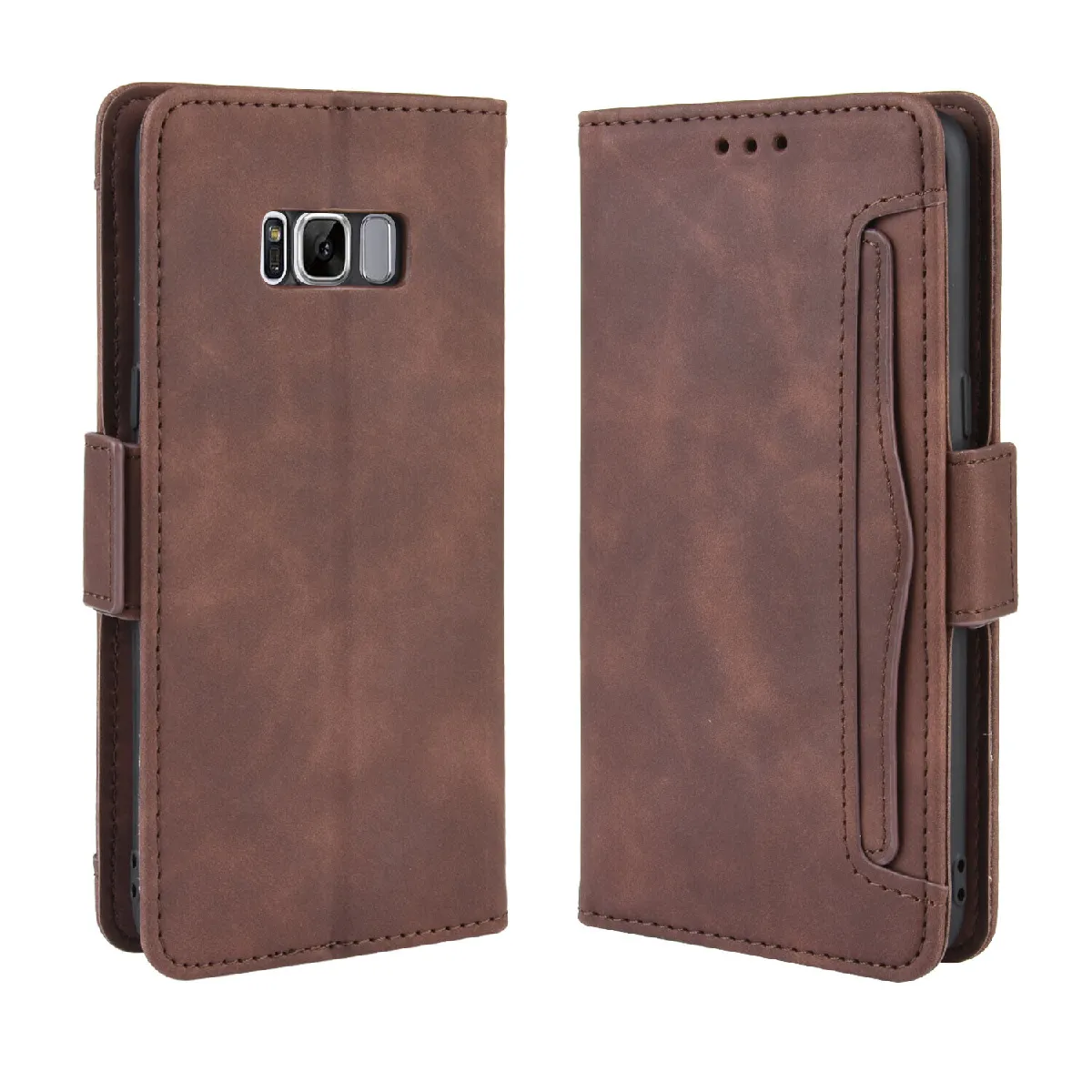 Générique Marron Étui Portefeuille À Fermeture Magnétique Samsung Galaxy S8 Plus