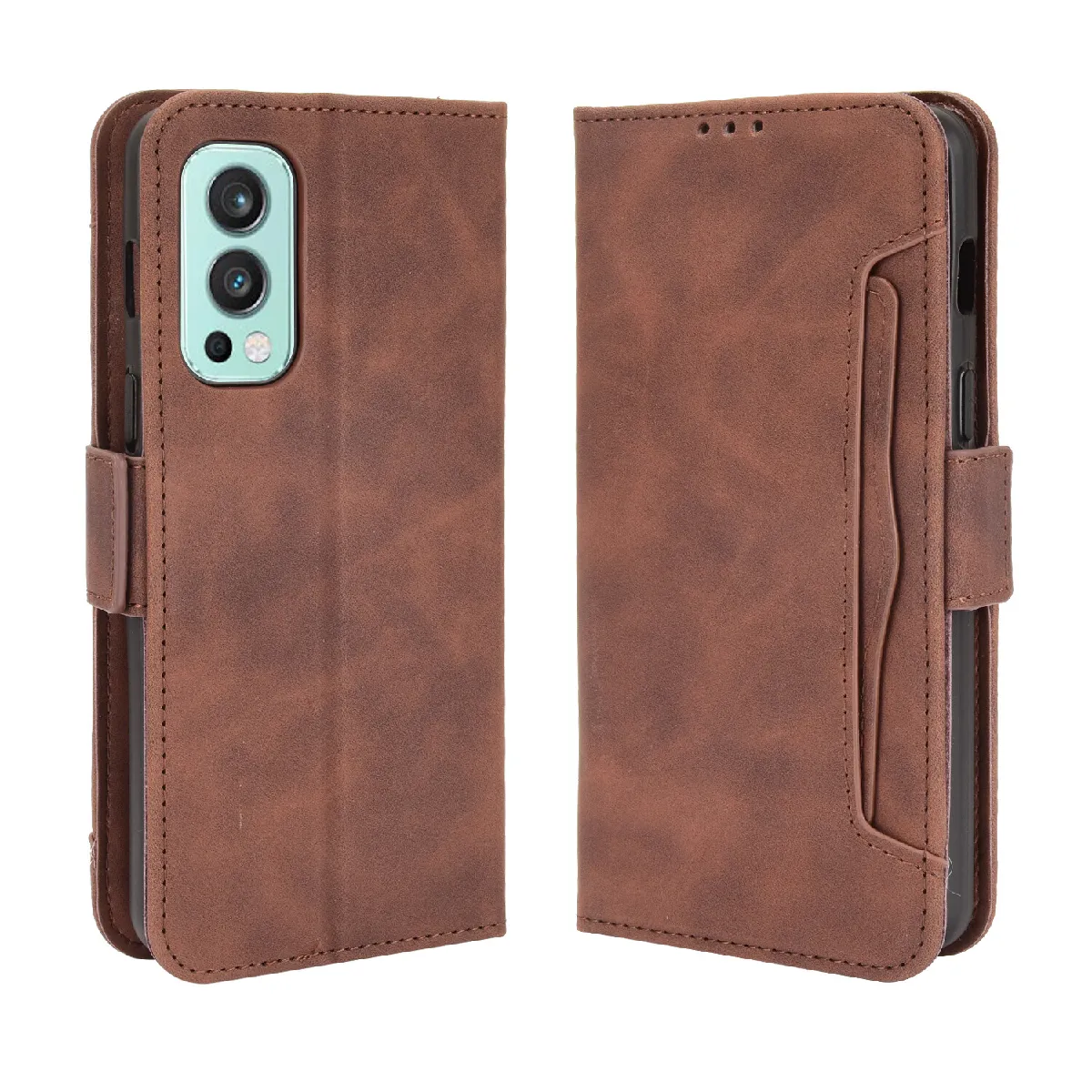 Générique Marron Étui Portefeuille En Similicuir Oneplus Nord 2 5G