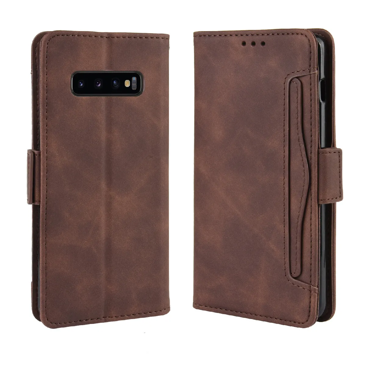 Générique Marron Étui Portefeuille Magnétique Avec Porte-Cartes Samsung Galaxy S10 Plus